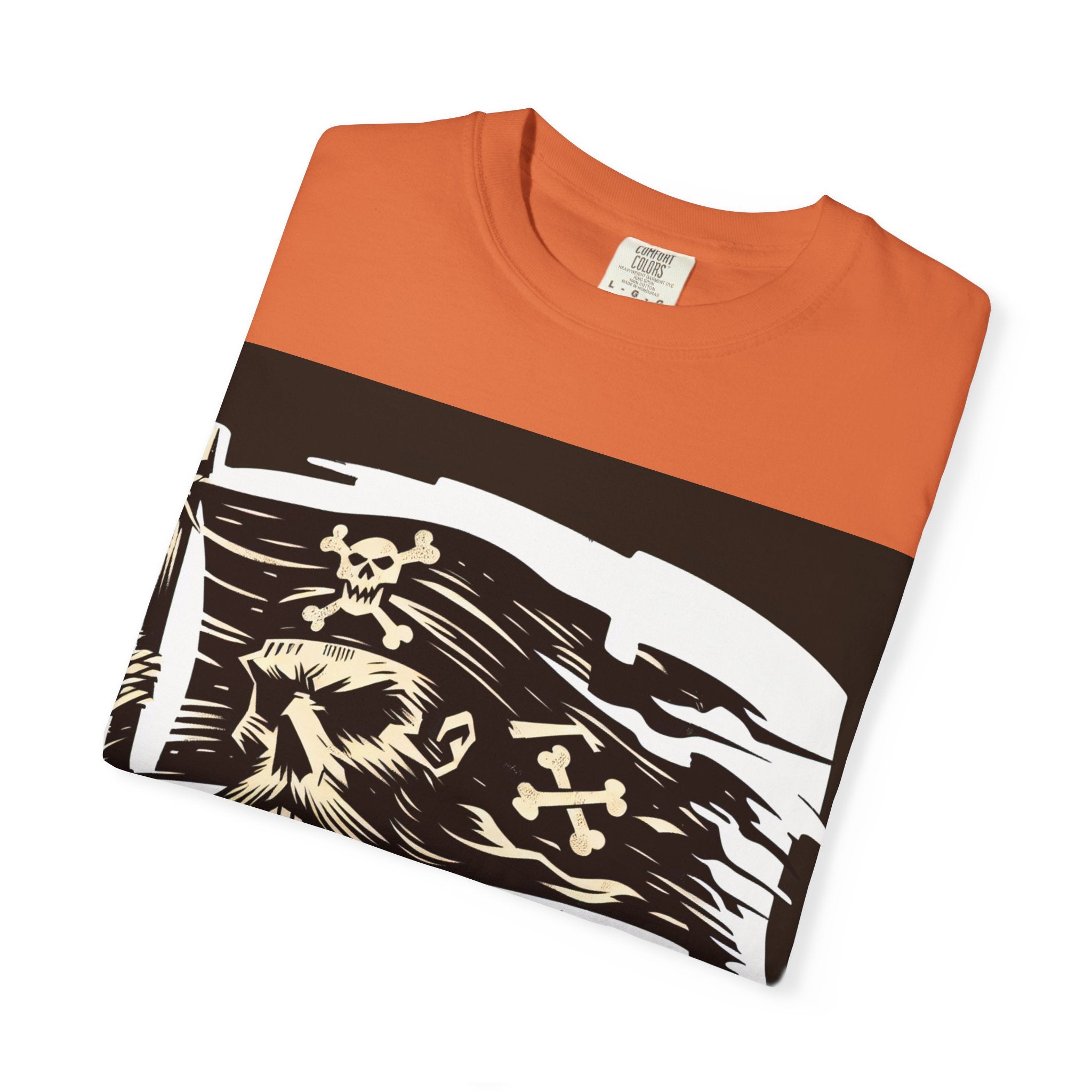 Skull Pirate T-Shirt, Unisex Garment-Dyed Tee for Adventurers, Perfect for Halloween, Pirate Parties, Casual Style, Unique Gift Idea