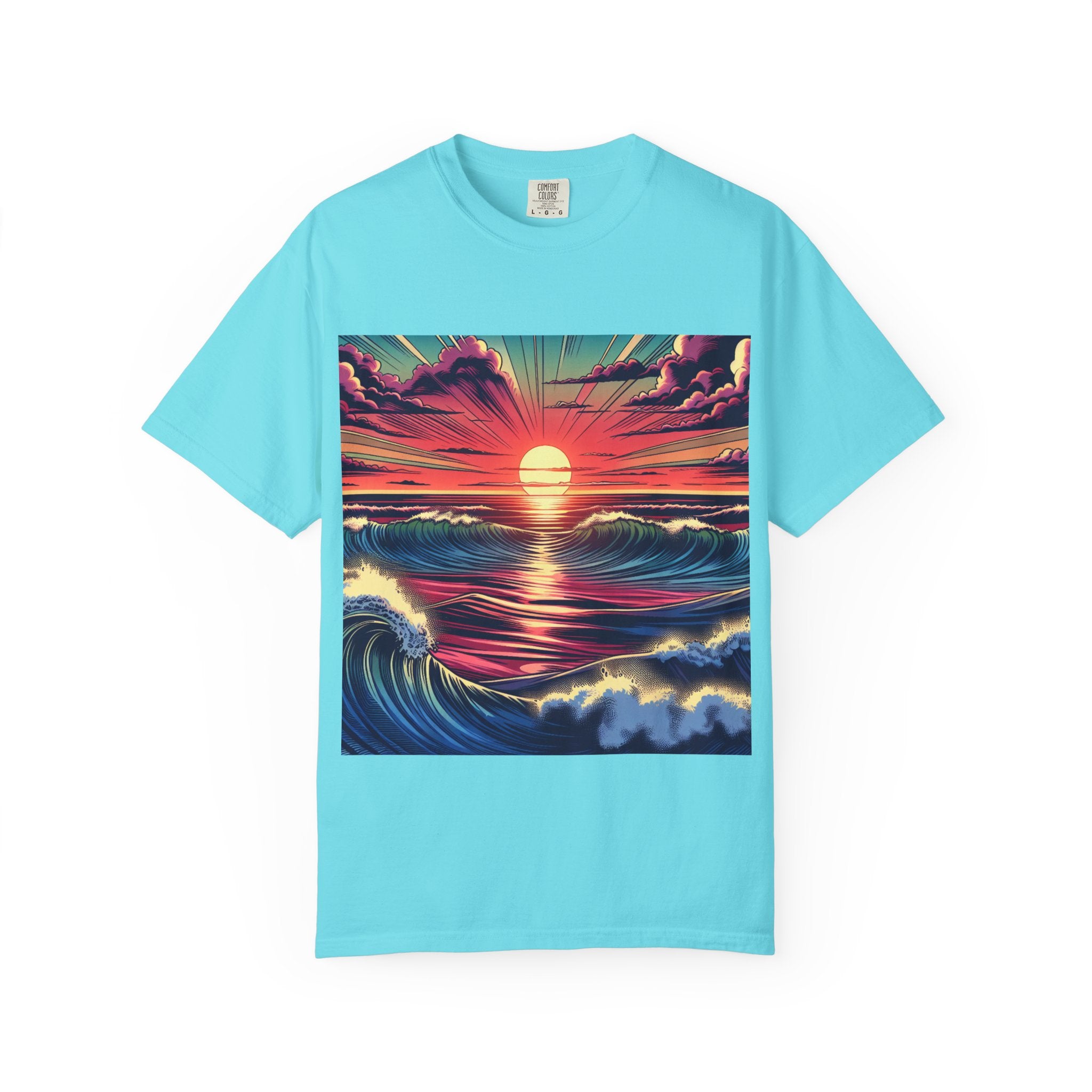 Sunset Waves Unisex T-Shirt | Beach Vibes, Summer Apparel, Ocean Lover Gift, Casual Wear, Graphic Tee