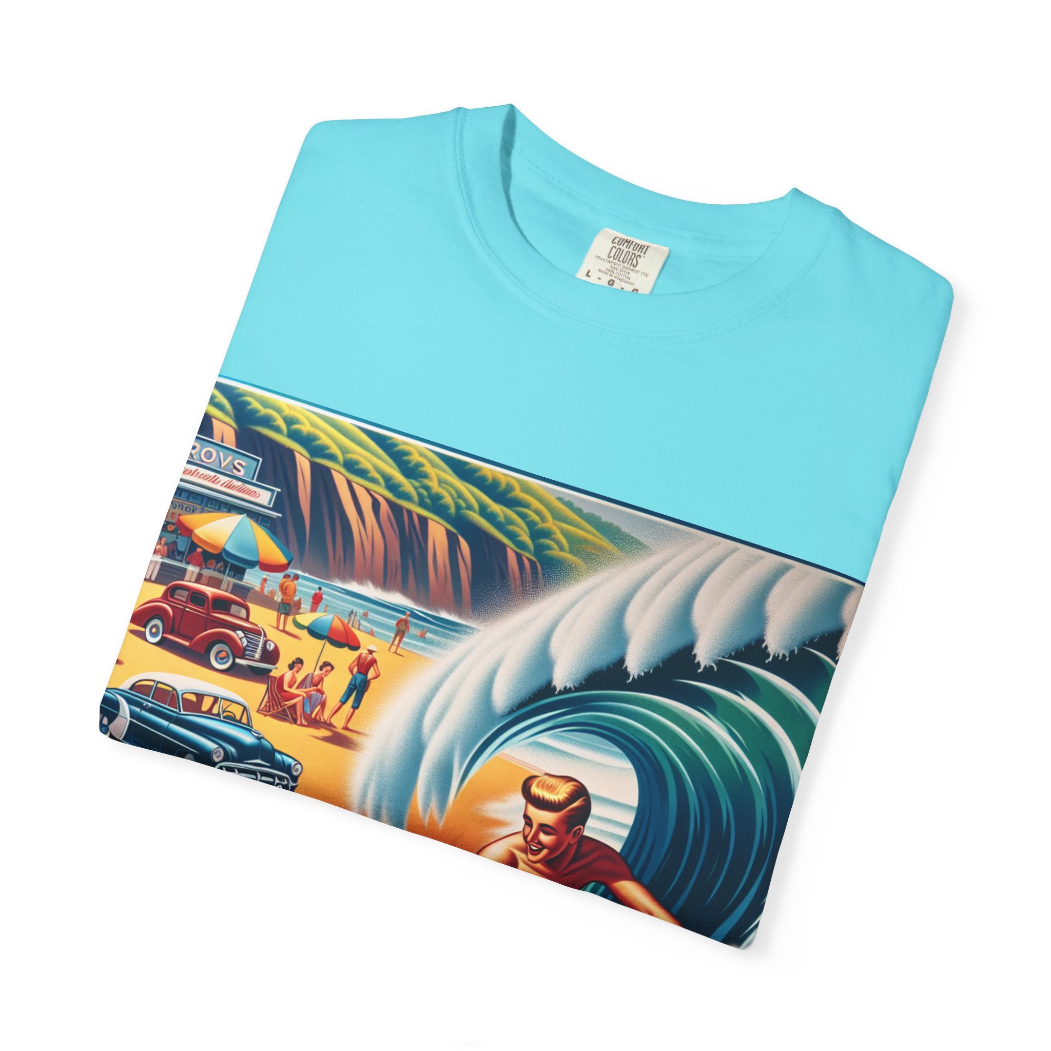 Vintage Surfing T-Shirt, Beach Vibes Tee, Unisex Garment-Dyed Shirt, Summer Apparel, Perfect for Surfers, Surfing Lovers Gift