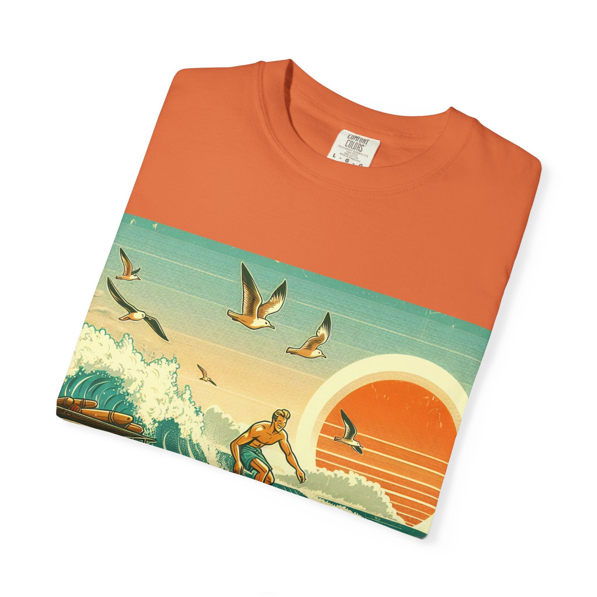 Retro Surf Adventure T-shirt, Vintage Beach Tee, Summer Vibes Shirt, Graphic Surfing Apparel, Gift for Beach Lovers