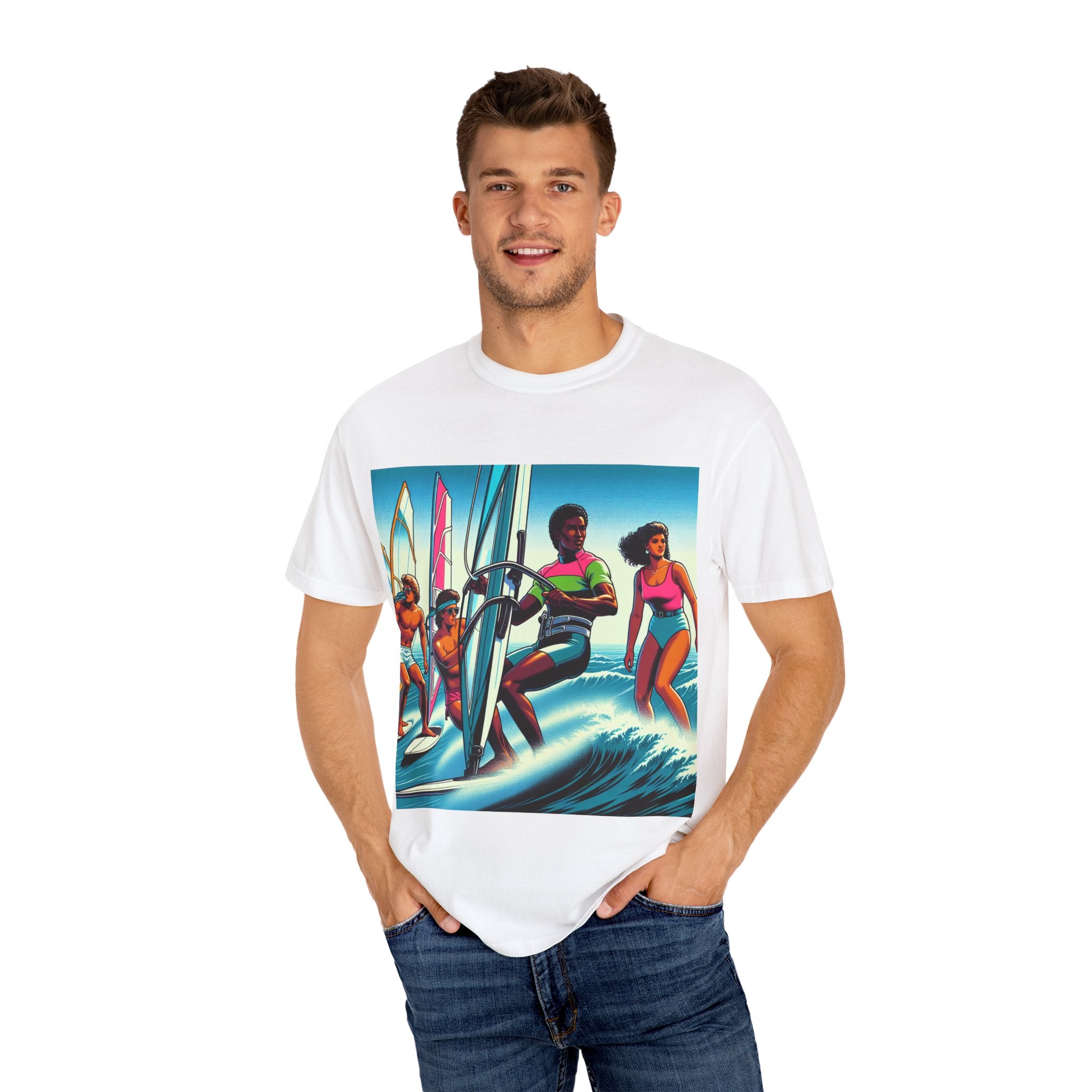 Surf Vibes T-Shirt, Unisex Garment-Dyed Tee, Beachwear for Surf Lovers, Summer Casual Wear, Gift for Surfers
