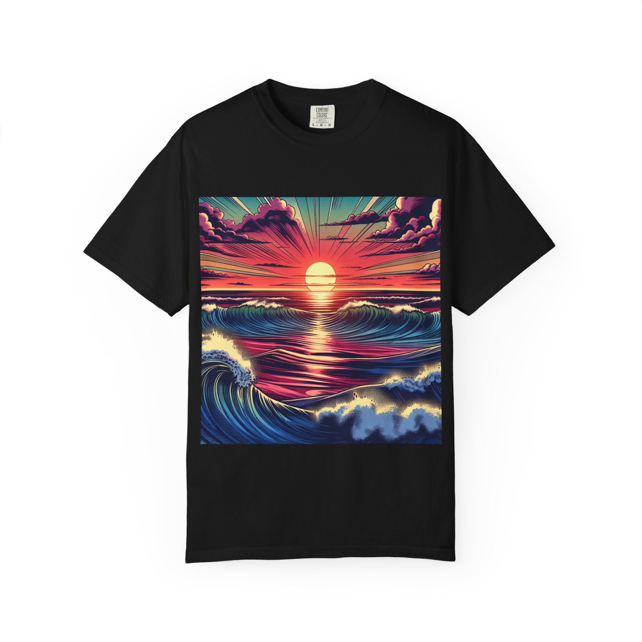 Sunset Waves Unisex T-Shirt | Beach Vibes, Summer Apparel, Ocean Lover Gift, Casual Wear, Graphic Tee