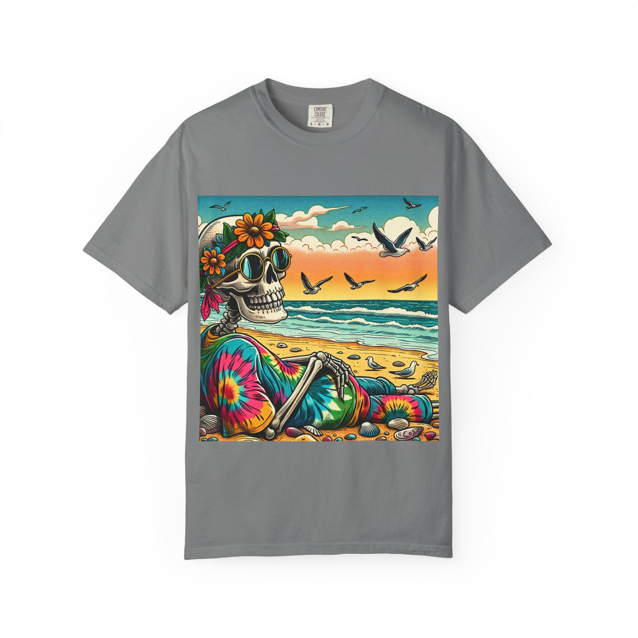 Beach Vibes Skull Graphic Tee | Unisex Summer Shirt, Bohemian Fashion, Festival Wear, Eco-Friendly Tee, Casual Vacation Outfit