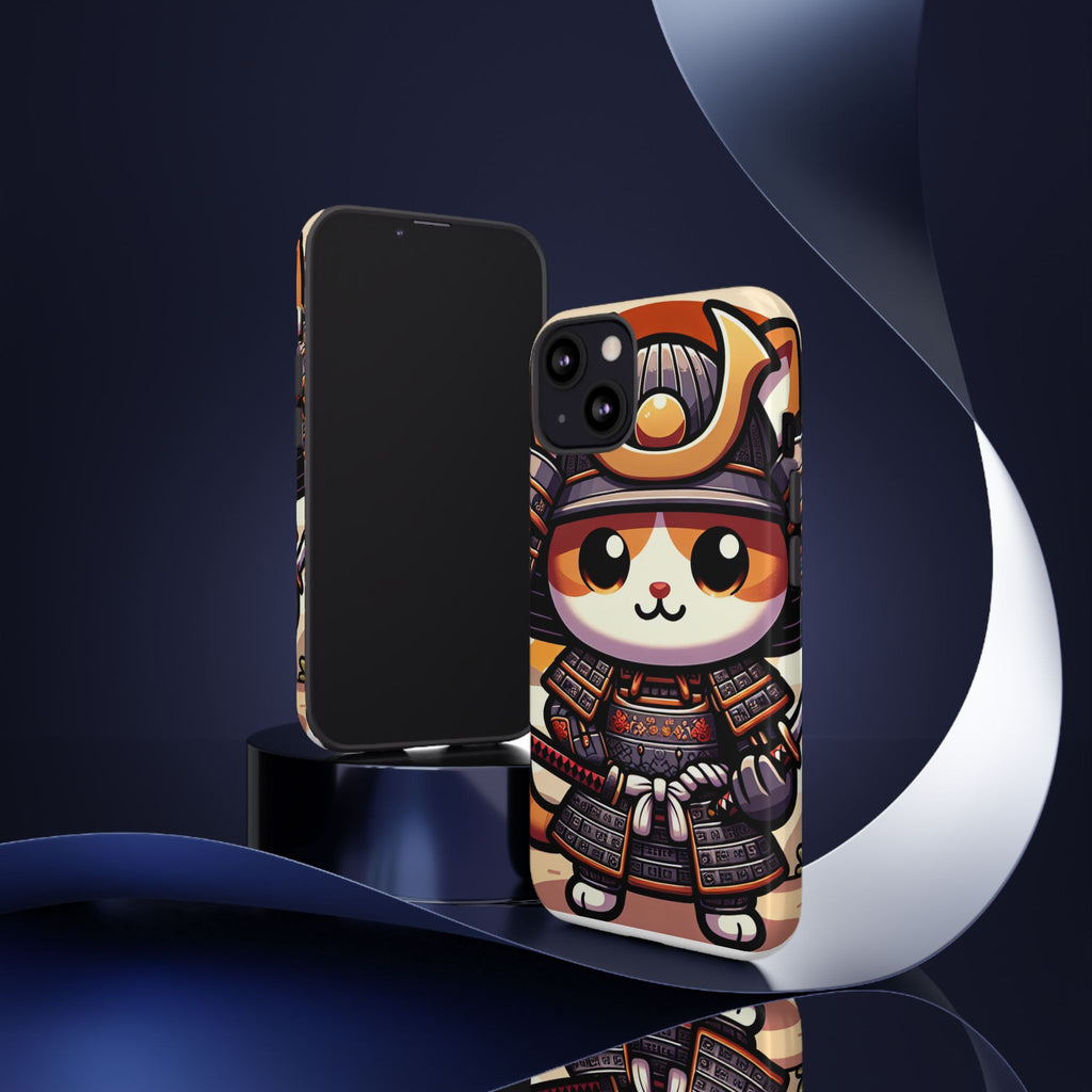 Cute Cat Samurai Phone Case, Kawaii Armor Phone Cover, Unique Pet Gift, Animal Lover Accessory, Fun Tech Protection