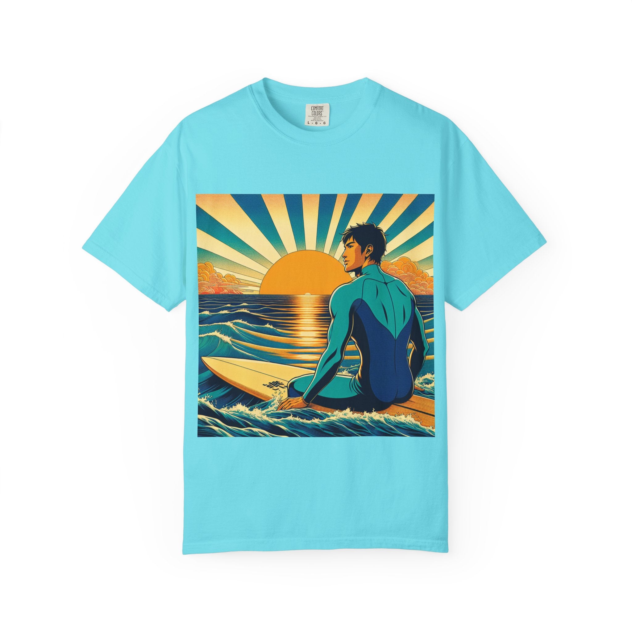 Sunset Surf Unisex T-Shirt, Beachwear, Summer Style, Ocean Lover Gift, Cool Casual Tee, Surfing Enthusiast Apparel