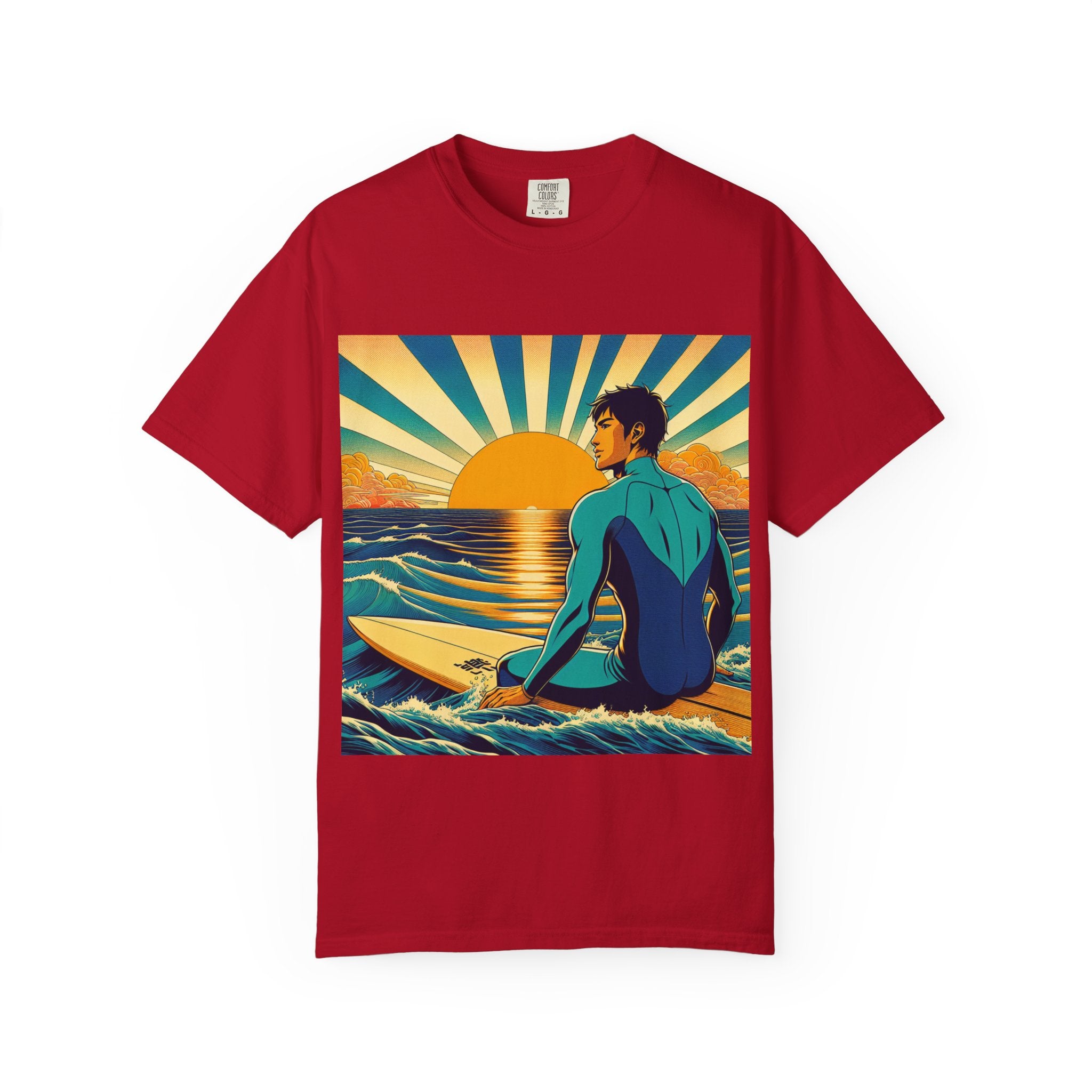 Sunset Surf Unisex T-Shirt, Beachwear, Summer Style, Ocean Lover Gift, Cool Casual Tee, Surfing Enthusiast Apparel