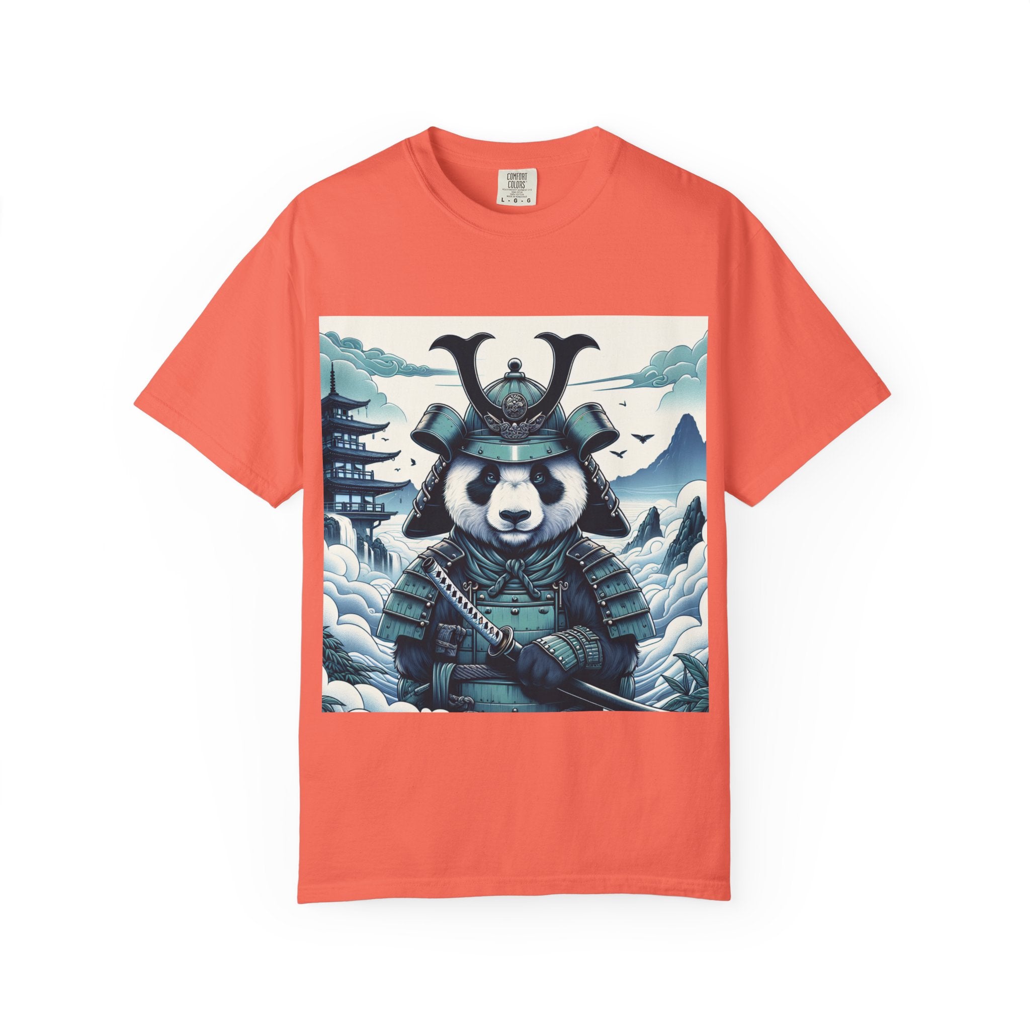 Samurai Panda T-Shirt - Unique Garment-Dyed Tee for Animal Lovers, Anime Fans, Gifts, Casual Wear, Birthday Celebrations