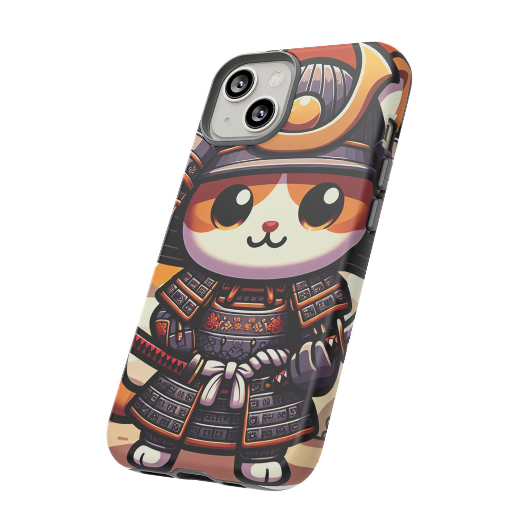 Cute Cat Samurai Phone Case, Kawaii Armor Phone Cover, Unique Pet Gift, Animal Lover Accessory, Fun Tech Protection