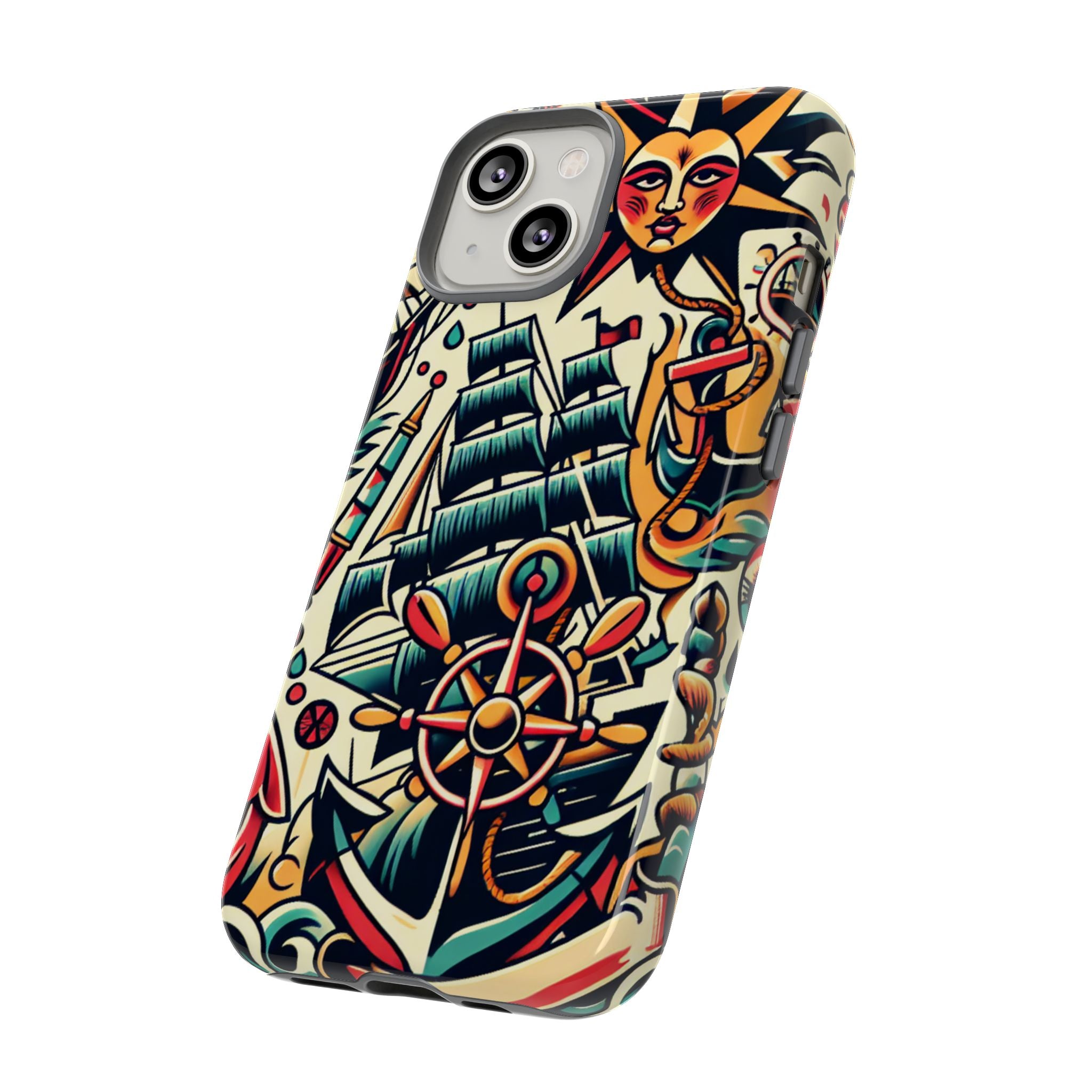 Tattoo-Inspired Phone Case - Nautical Adventure Design, Unique Gift, Sailor Style, Sea Lover Accessory, Artistic Protection