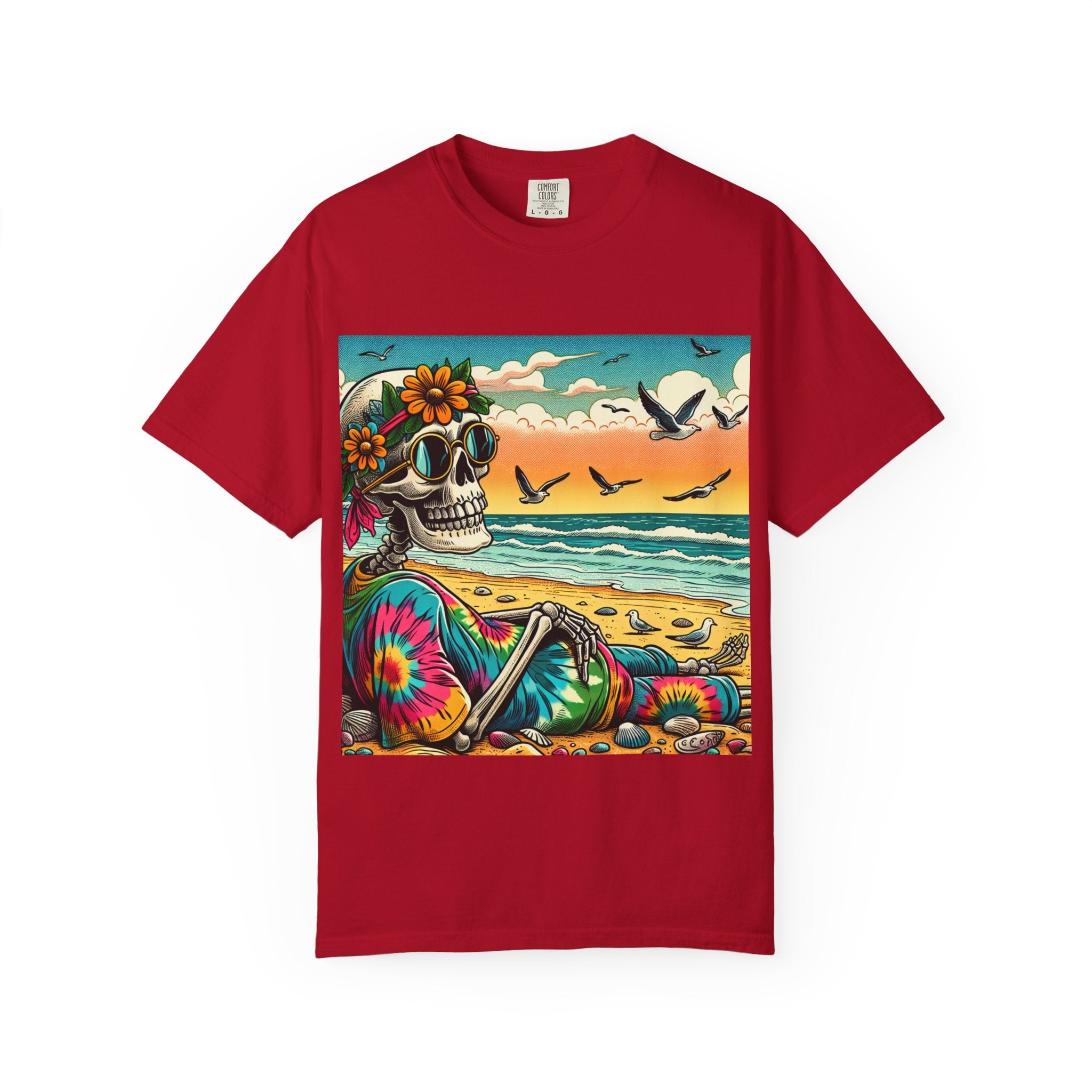 Beach Vibes Skull Graphic Tee | Unisex Summer Shirt, Bohemian Fashion, Festival Wear, Eco-Friendly Tee, Casual Vacation Outfit