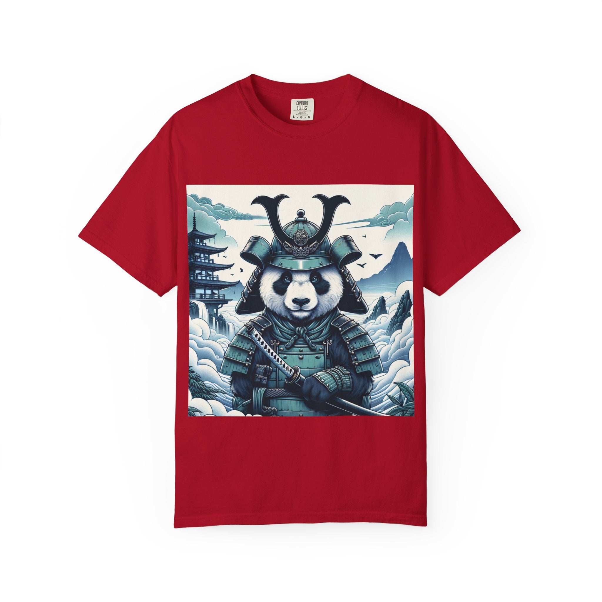 Samurai Panda T-Shirt - Unique Garment-Dyed Tee for Animal Lovers, Anime Fans, Gifts, Casual Wear, Birthday Celebrations