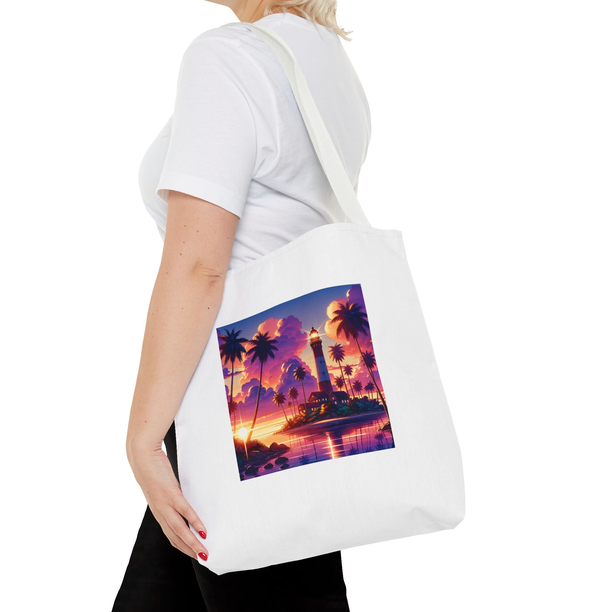 Tote Bag with Lighthouse Design | Beach Bag, Travel Tote, Vacation Accessory, Gift for Ocean Lovers, Summer Tote