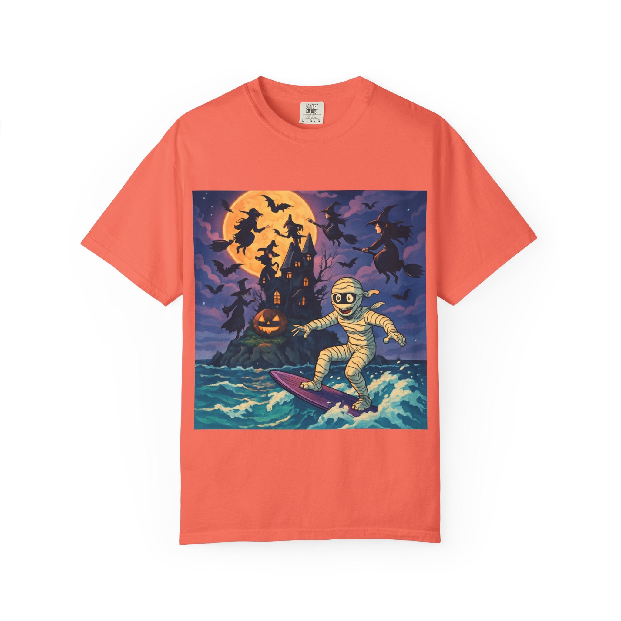 Surfer Moonlight T-Shirt - Garment-Dyed Unisex Tee, Beach Vibes, Summer Essentials, Retro Art, Gift for Surfers