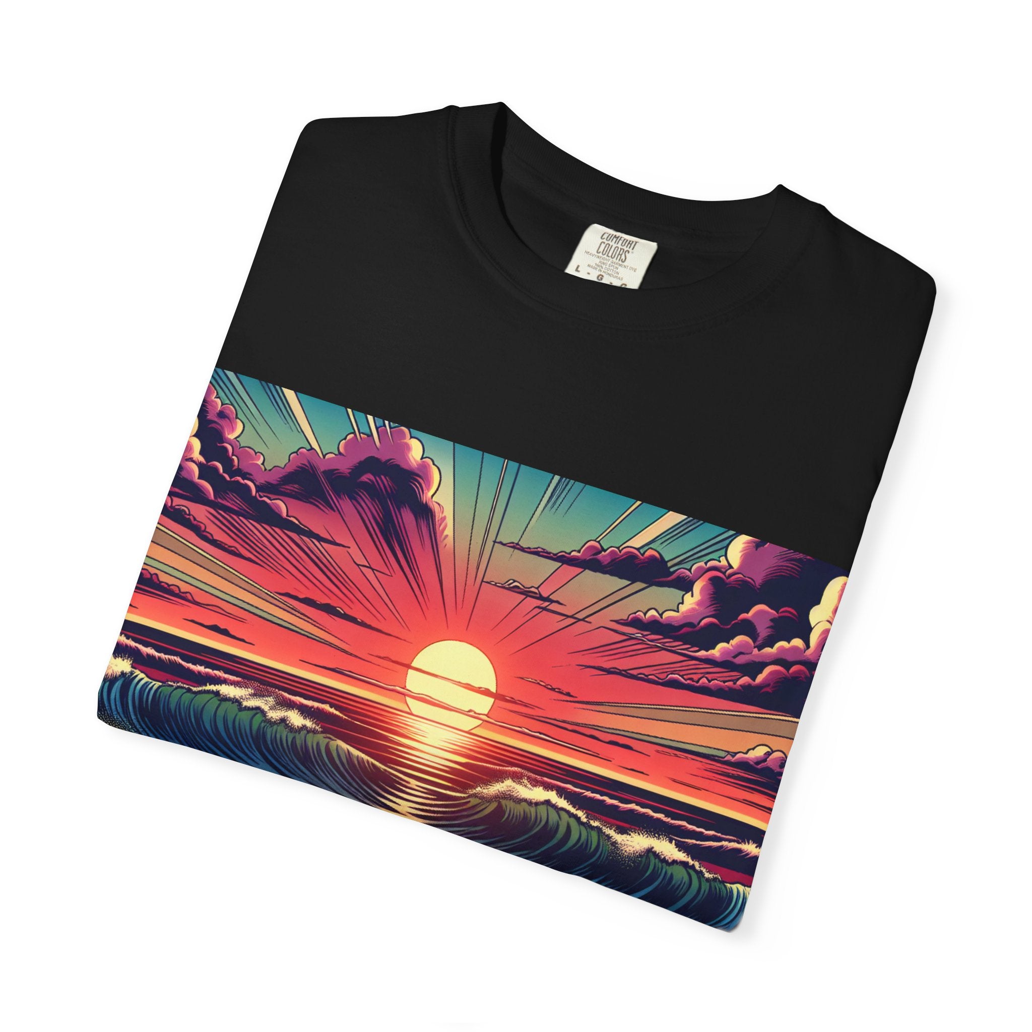 Sunset Waves Unisex T-Shirt | Beach Vibes, Summer Apparel, Ocean Lover Gift, Casual Wear, Graphic Tee
