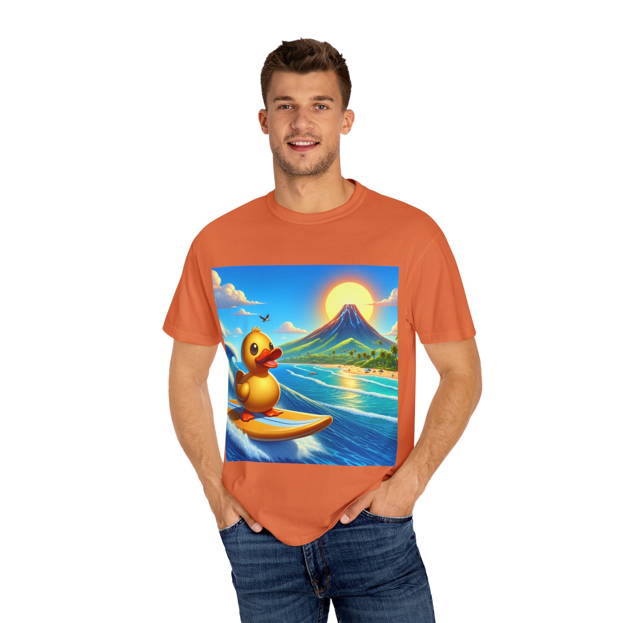 Surfing Duck Unisex Shirt, Fun Graphic Tee, Casual Wear, Summer Vibes, Beach Party T-shirt, Gift for Water Lovers