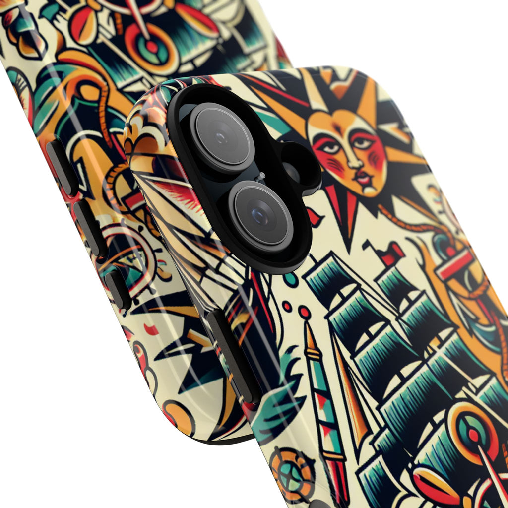 Tattoo-Inspired Phone Case - Nautical Adventure Design, Unique Gift, Sailor Style, Sea Lover Accessory, Artistic Protection
