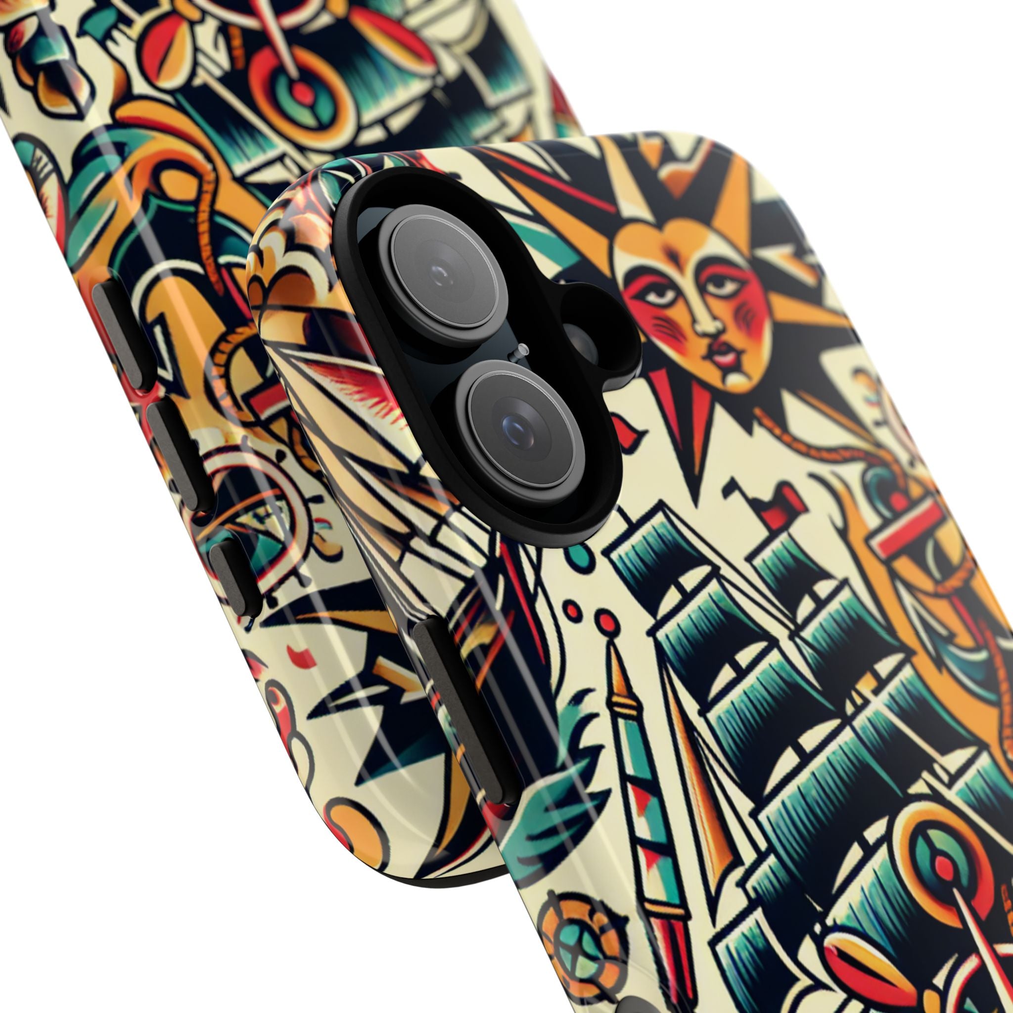 Tattoo-Inspired Phone Case - Nautical Adventure Design, Unique Gift, Sailor Style, Sea Lover Accessory, Artistic Protection