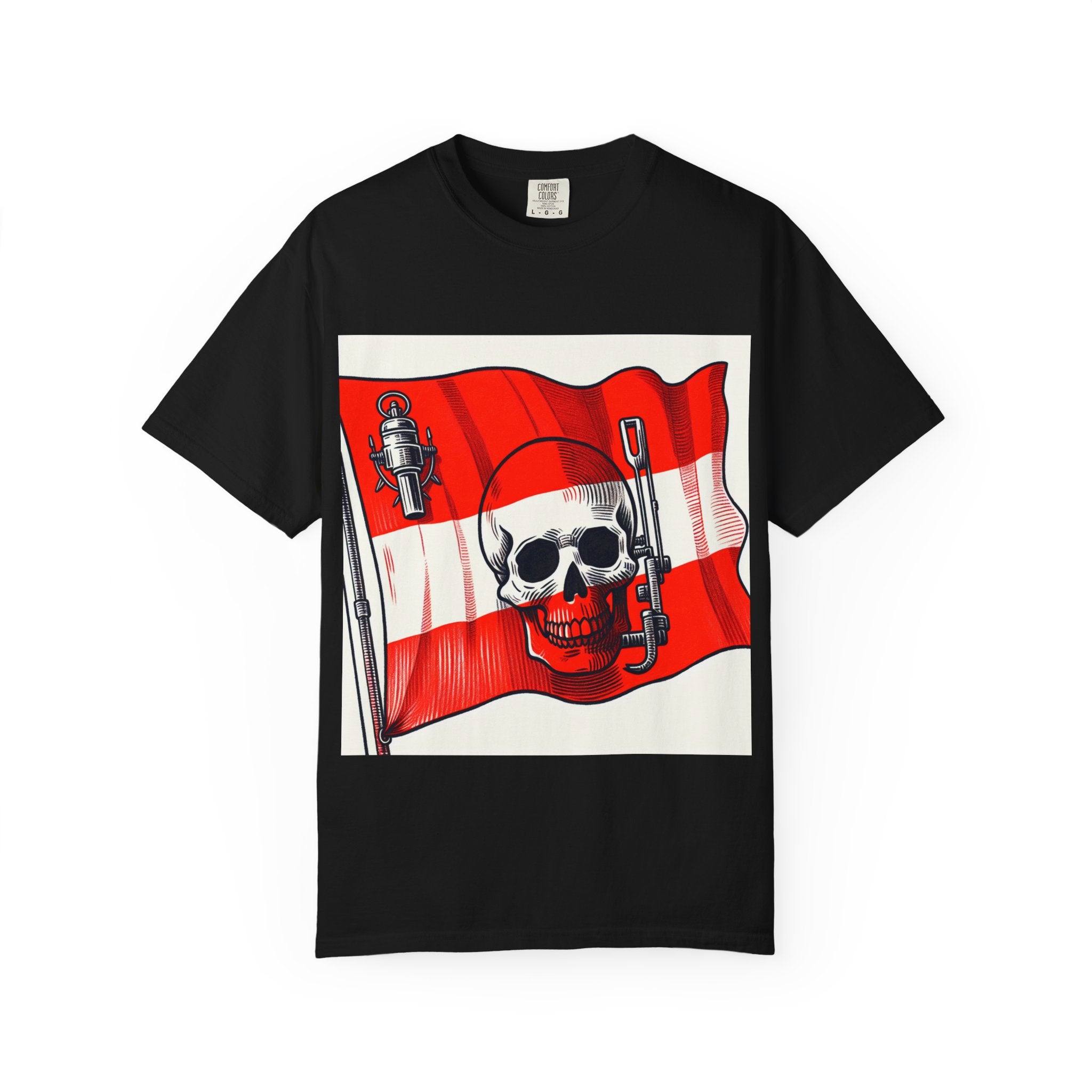 Skull and Flag Unisex T-Shirt, Casual Wear, Graphic Tee, Street Style Fashion, Unique Gift, Summer Outfit