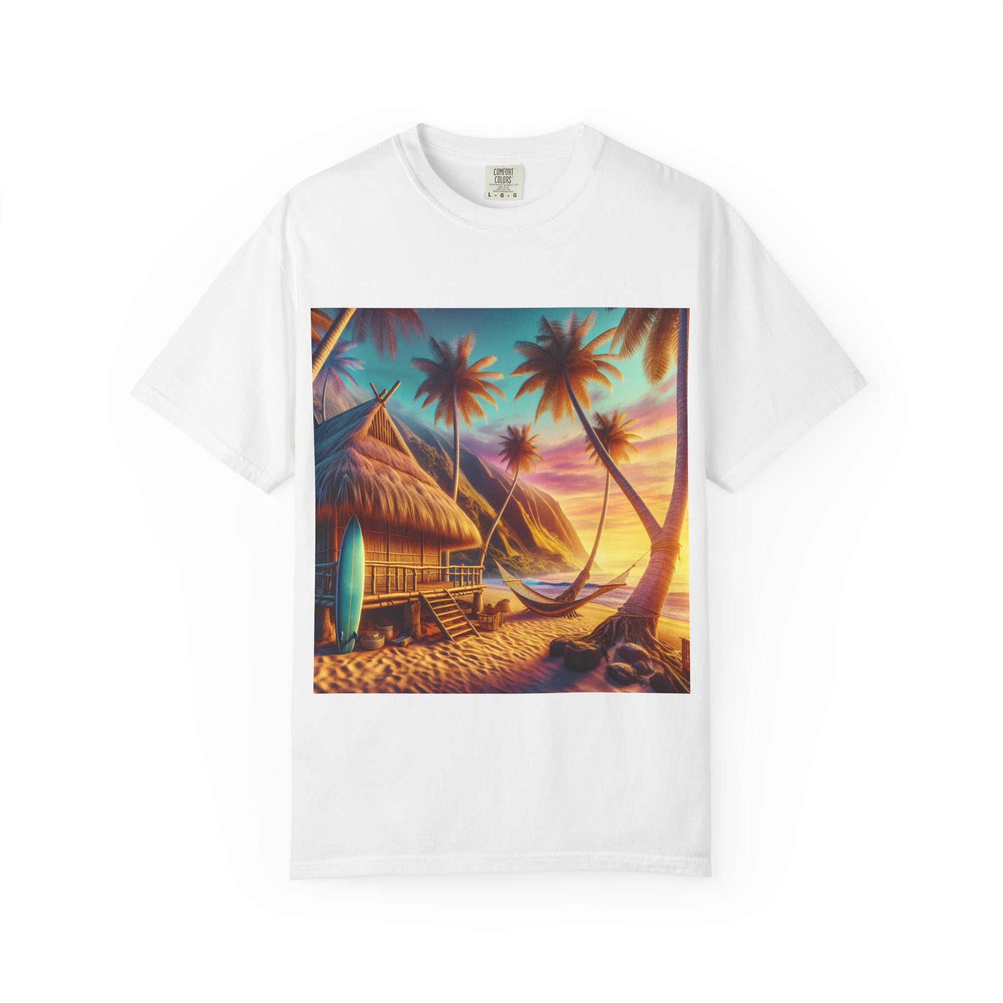 Tropical Sunset T-shirt - Beach Vibes, Summer Wear, Vacation Tee, Surfer Gift, Relaxation Apparel