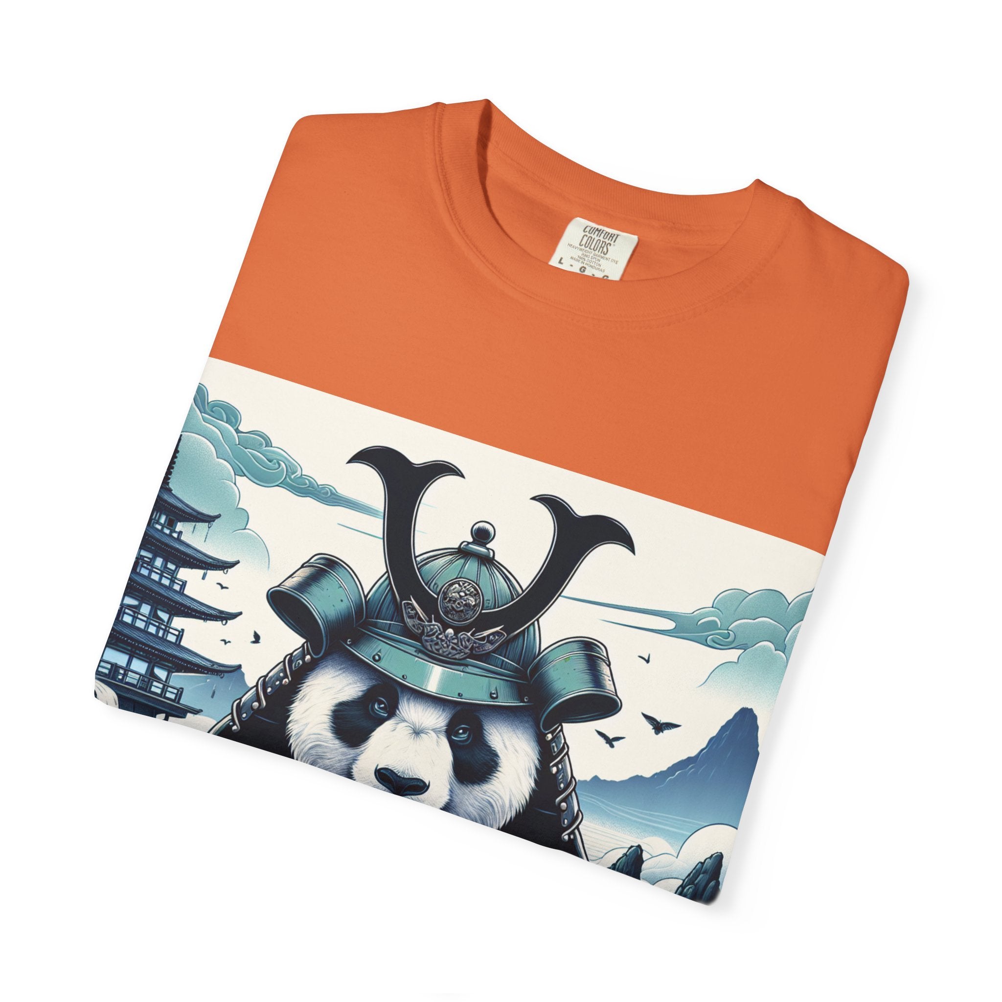 Samurai Panda T-Shirt - Unique Garment-Dyed Tee for Animal Lovers, Anime Fans, Gifts, Casual Wear, Birthday Celebrations
