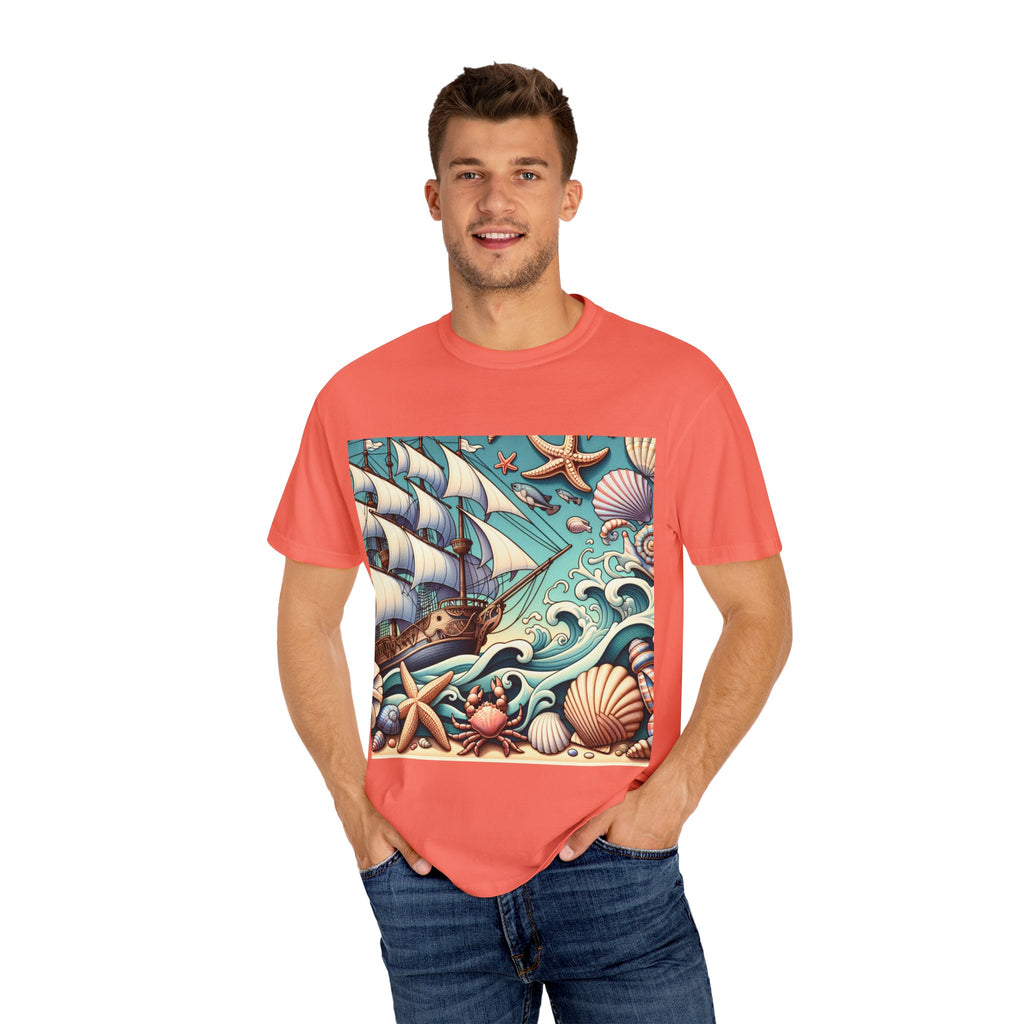 Nautical Adventure T-Shirt - Relaxed Fit, Beach Lover's Gift, Ocean Theme, Vacation Wear, Summer Style, Graphic Tee
