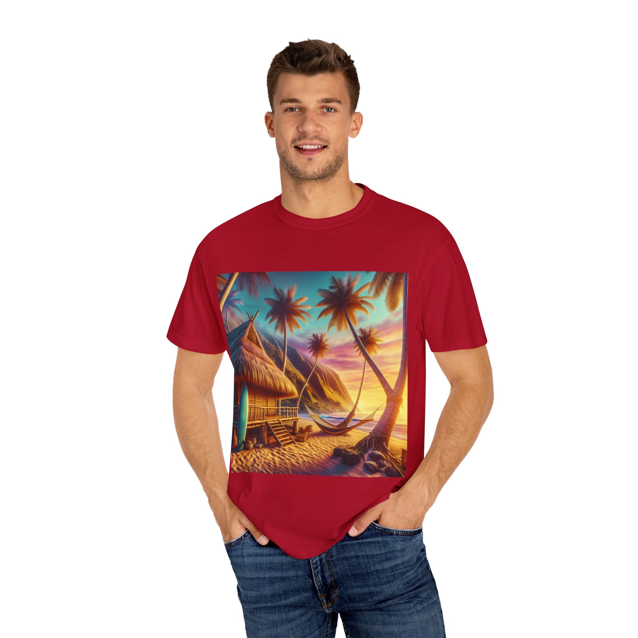 Tropical Sunset T-shirt - Beach Vibes, Summer Wear, Vacation Tee, Surfer Gift, Relaxation Apparel