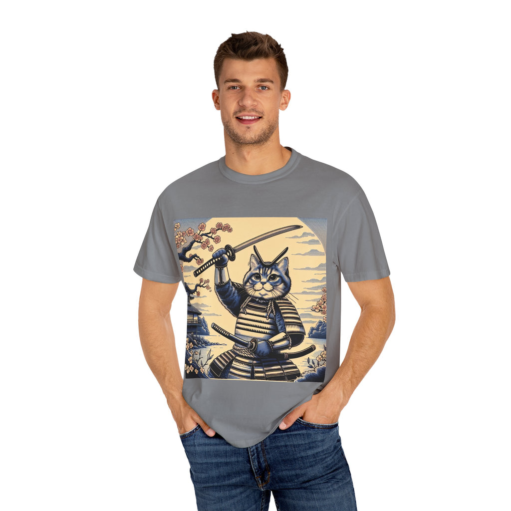 Samurai Cat T-Shirt, Unisex Graphic Tee, Unique Animal Design, Gift for Cat Lovers, Casual Wear, Anime Inspired Style