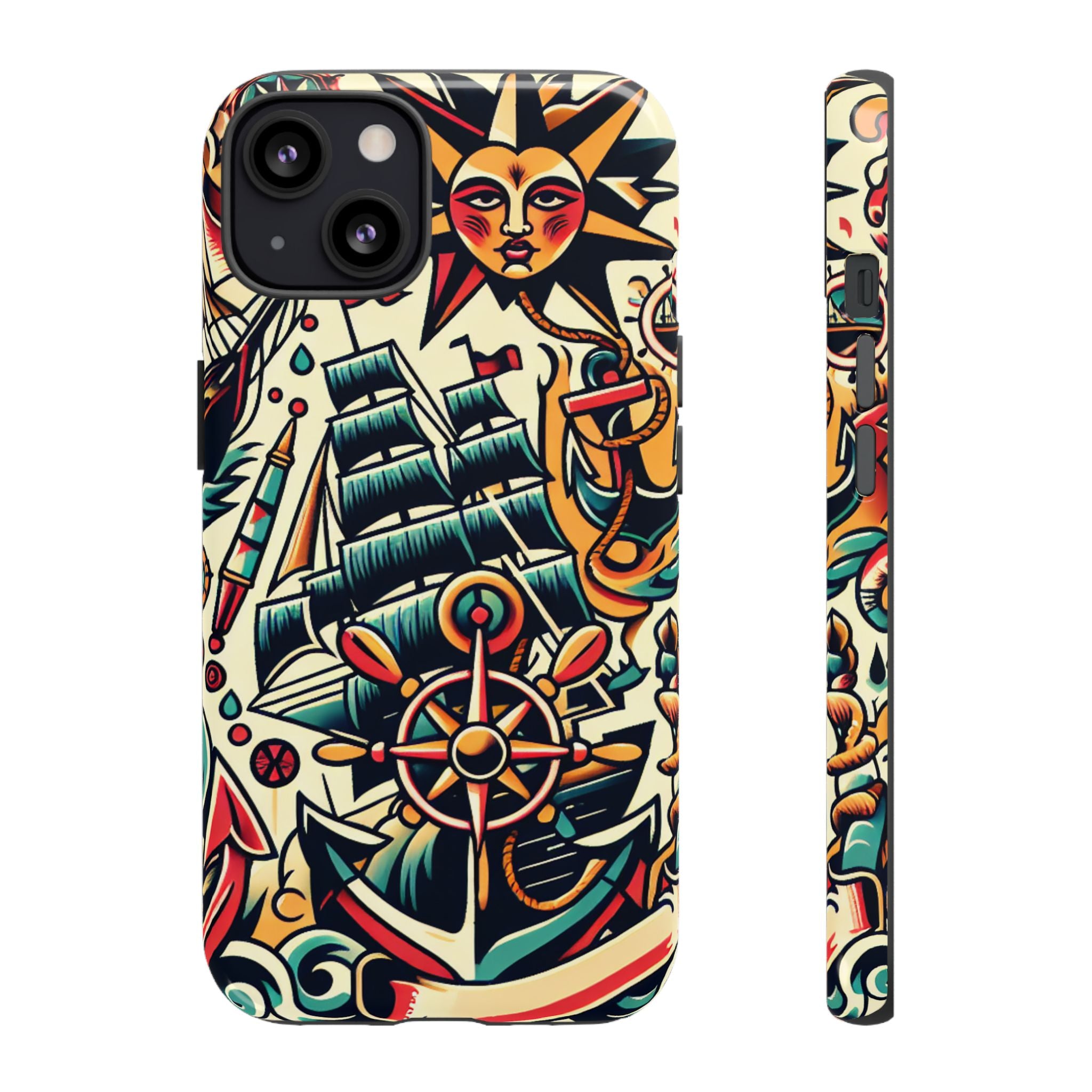 Tattoo-Inspired Phone Case - Nautical Adventure Design, Unique Gift, Sailor Style, Sea Lover Accessory, Artistic Protection