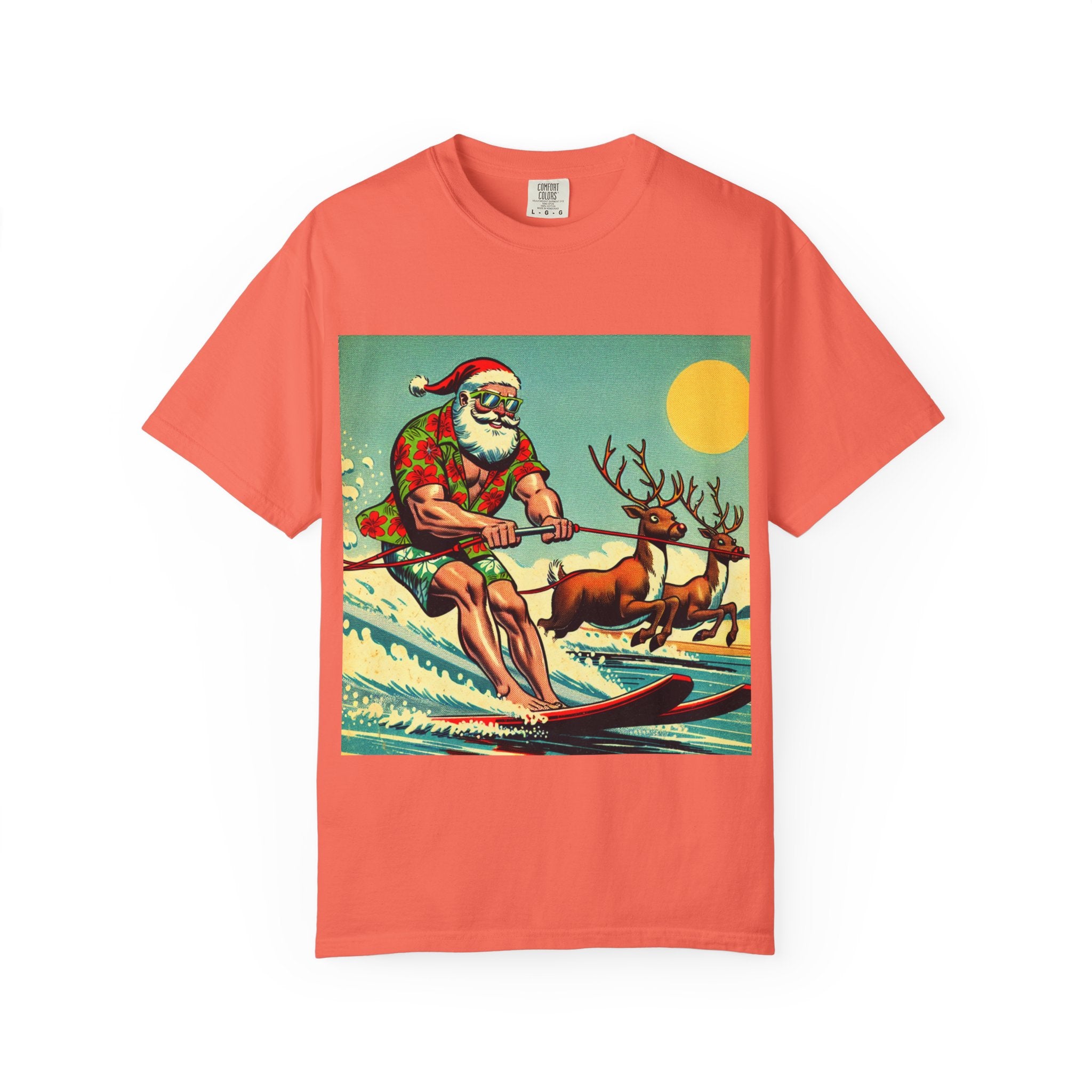 Surfing Santa T-shirt | Holiday Humor Shirt, Christmas Gift, Vintage Santa Tee, Summer Vibes, Unisex Casual Wear