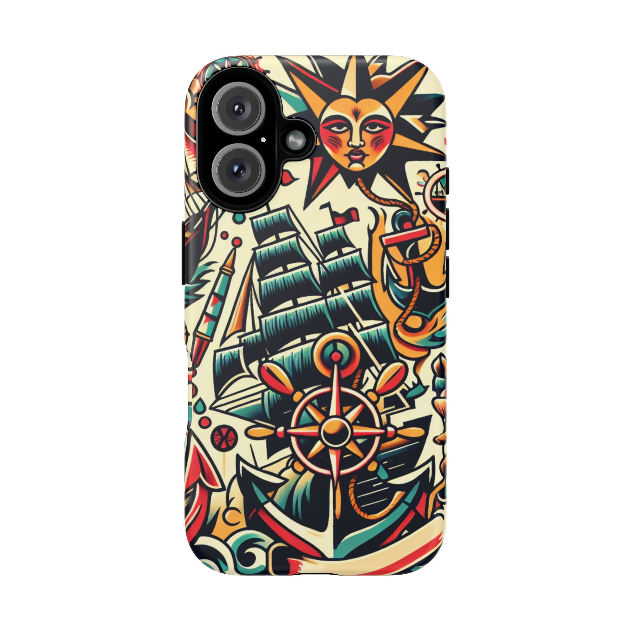 Tattoo-Inspired Phone Case - Nautical Adventure Design, Unique Gift, Sailor Style, Sea Lover Accessory, Artistic Protection