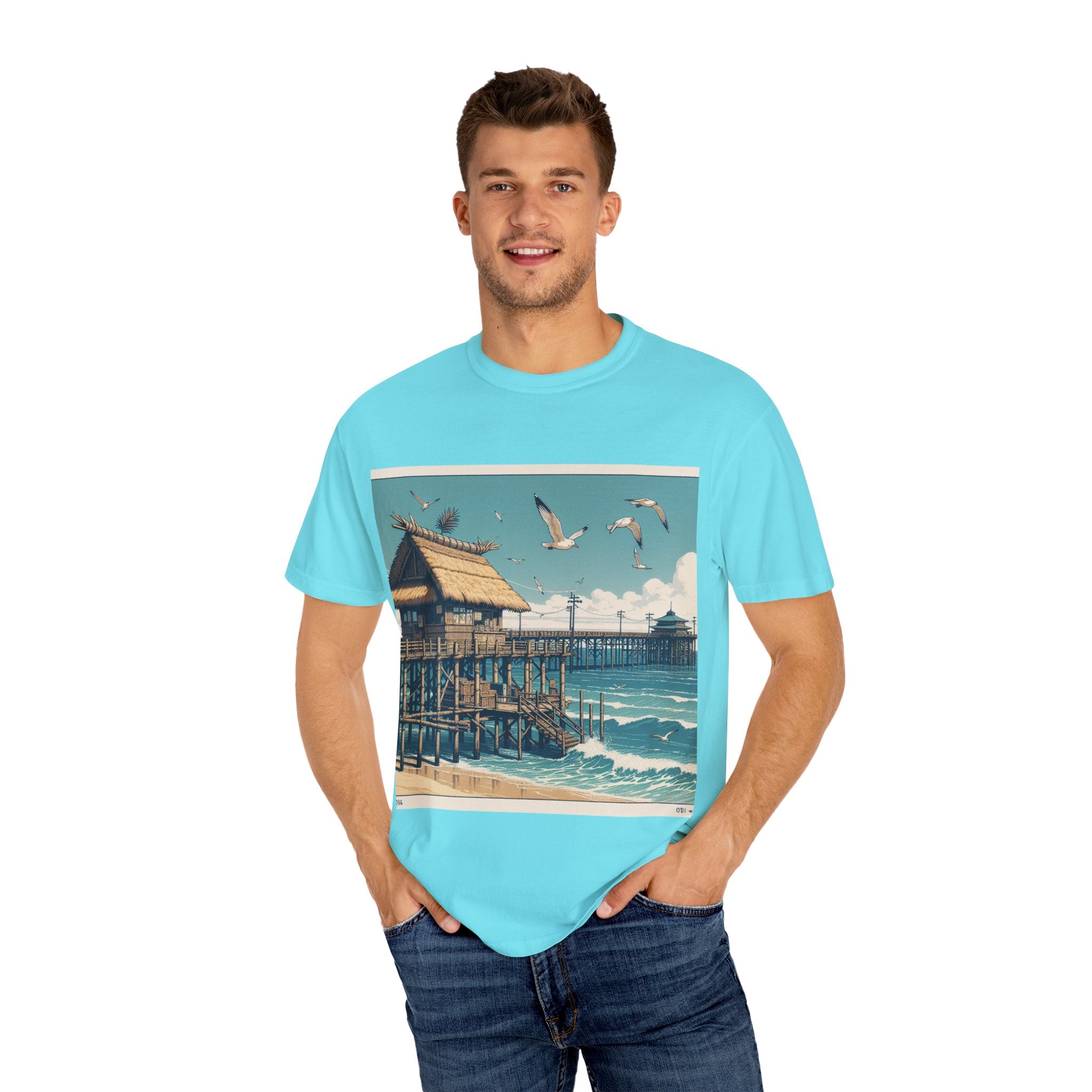 Beach-Inspired Unisex T-shirt, Relaxed Tee, Casual Summer Wear, Ocean Artwork, Vacation Essentials, Gift for Nature Lovers