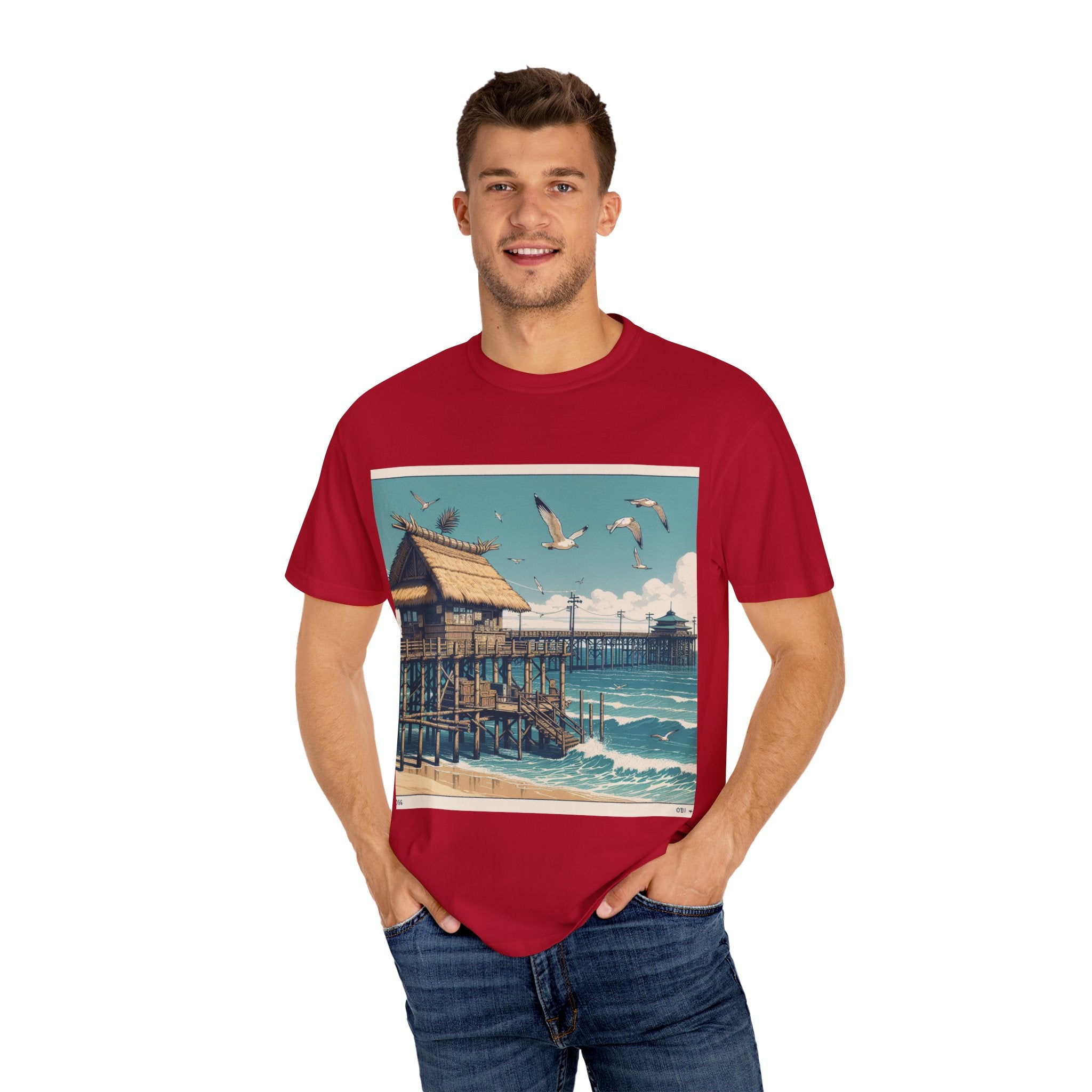 Beach-Inspired Unisex T-shirt, Relaxed Tee, Casual Summer Wear, Ocean Artwork, Vacation Essentials, Gift for Nature Lovers