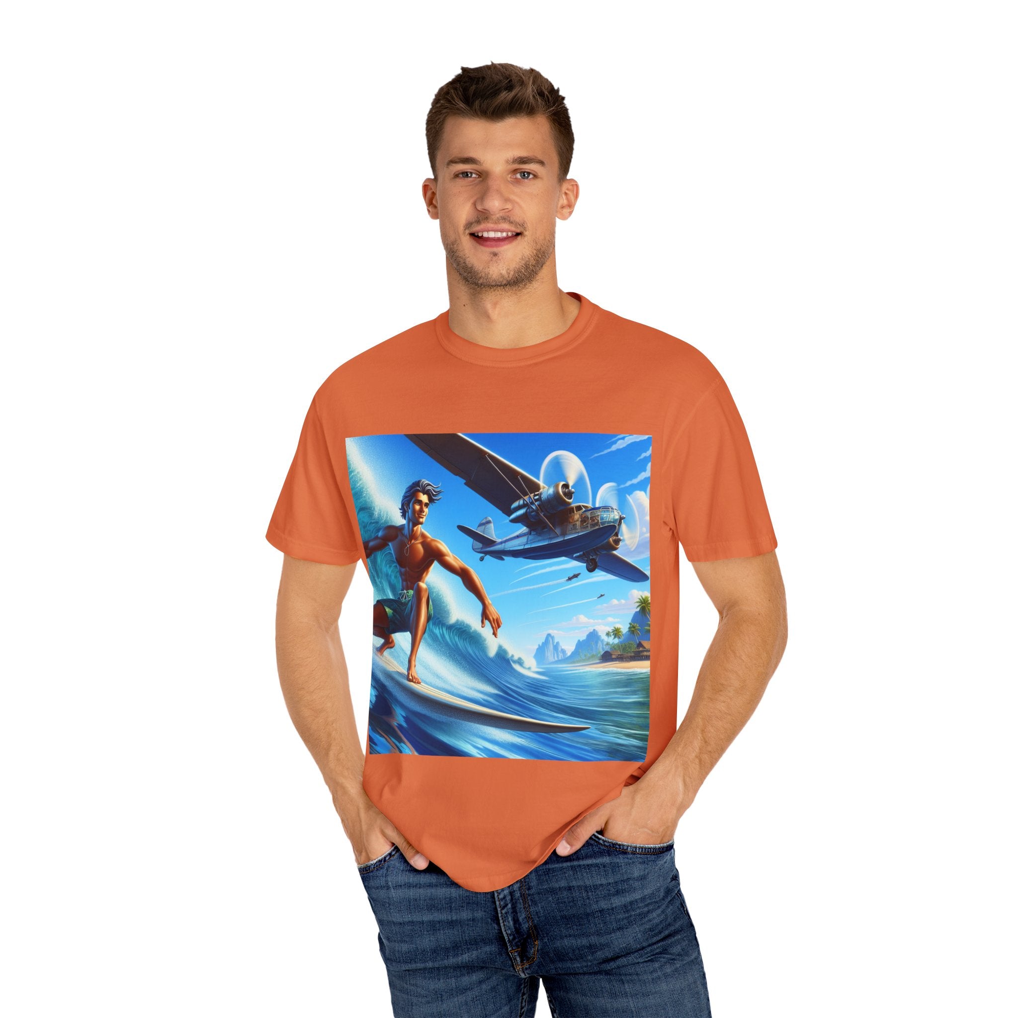 Surf Adventure Unisex T-Shirt, Perfect for Beach Lovers, Vacation Tees, Summer Apparel, Gift for Surfers and Travelers