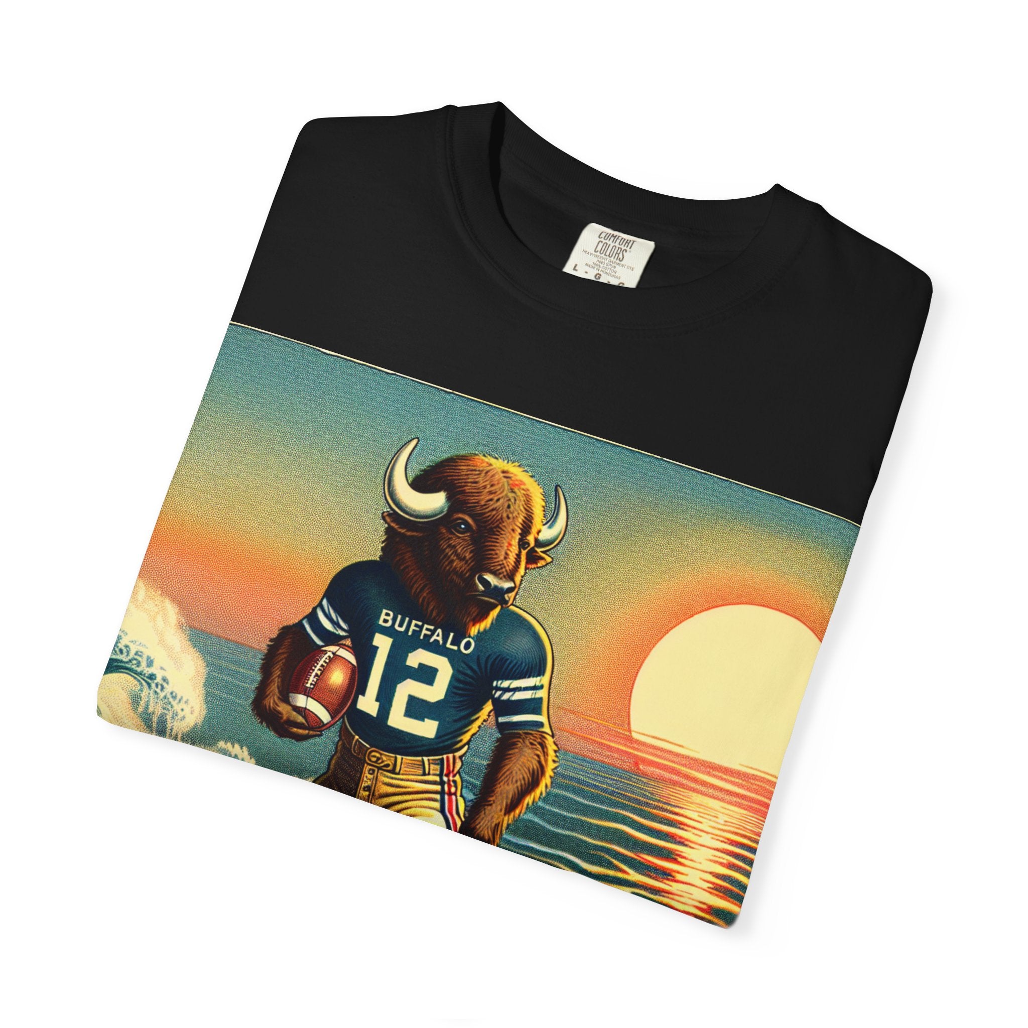 Surfing Buffalo Graphic Tee, Vintage Hipster Shirt, Casual Summer Apparel, Gift for Sports Fans, Unisex T-Shirt