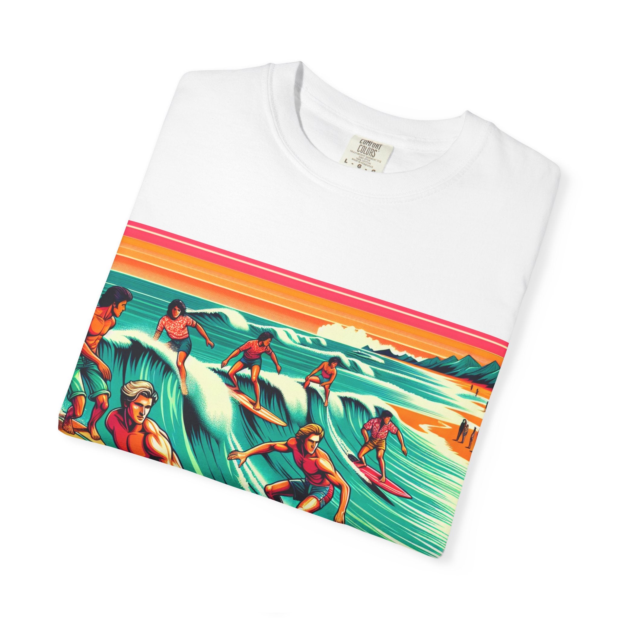 Retro Surfing T-Shirt, Cool Beachwear, Summer Gift, Unisex Casual Tee, Surfer Style Apparel, Vintage Wave Art Shirt