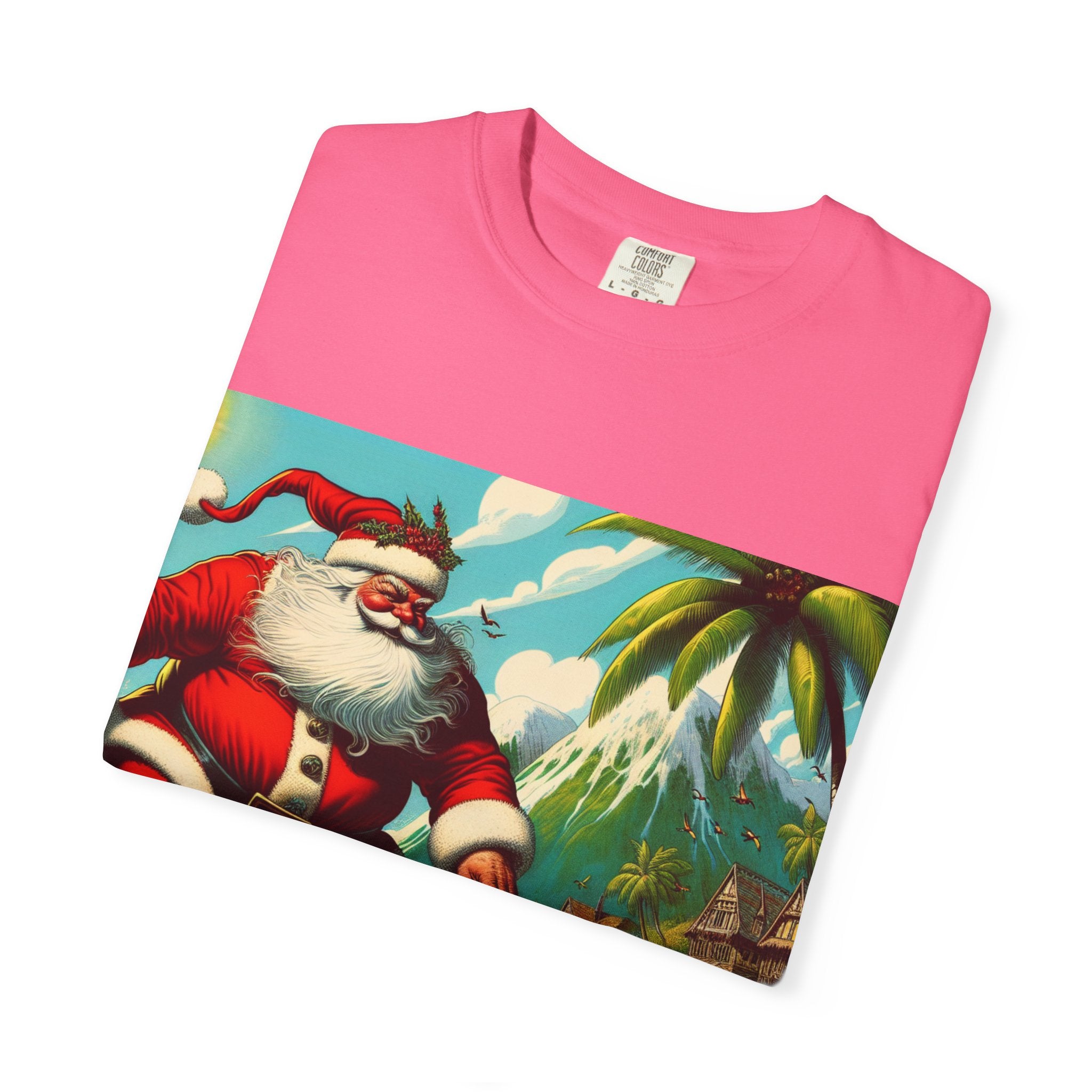 Surfing Santa Unisex T-Shirt, Christmas Tee, Holiday Wear, Funny T-Shirt, Summer Vibes, Gift for Him/Her, Beach Apparel
