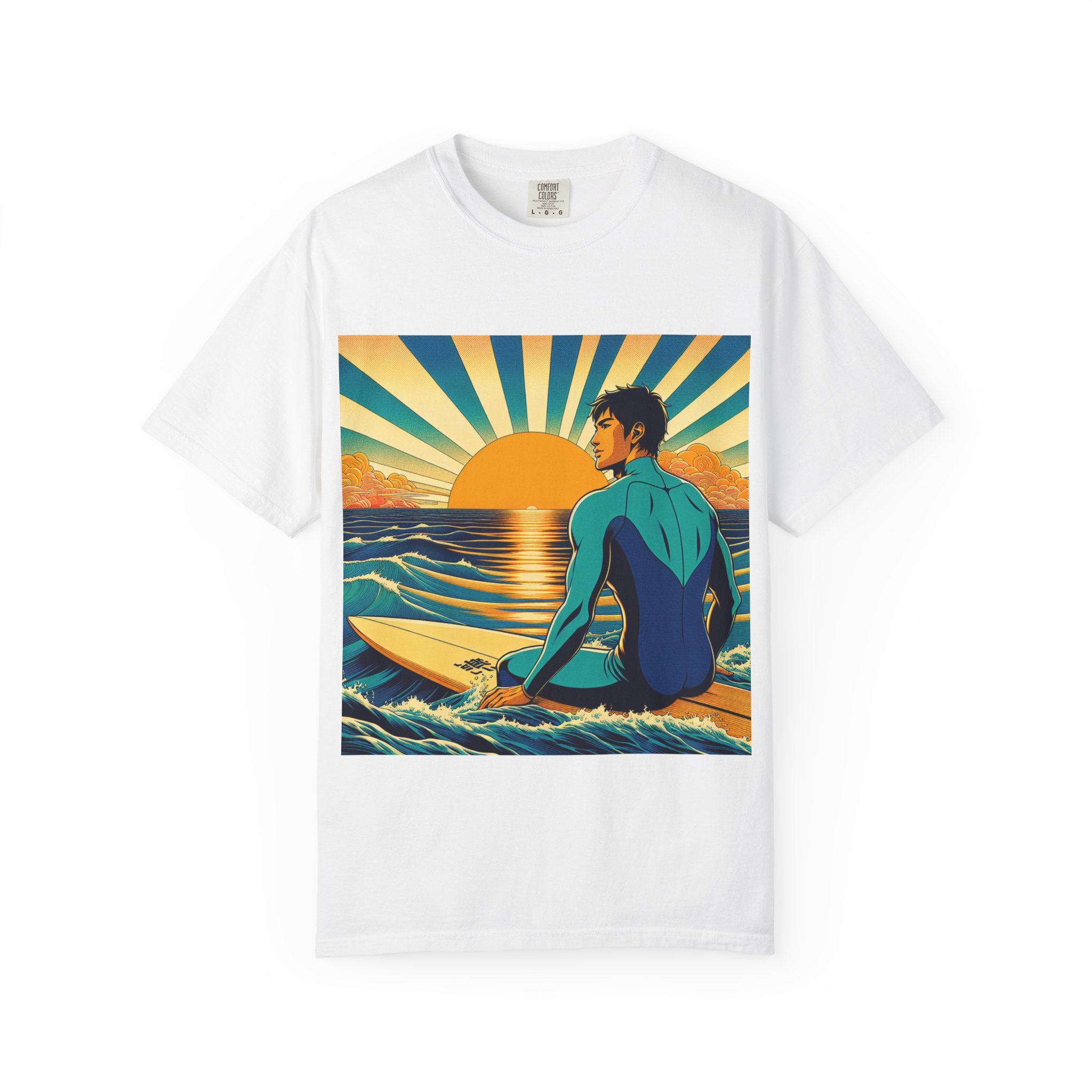 Sunset Surf Unisex T-Shirt, Beachwear, Summer Style, Ocean Lover Gift, Cool Casual Tee, Surfing Enthusiast Apparel
