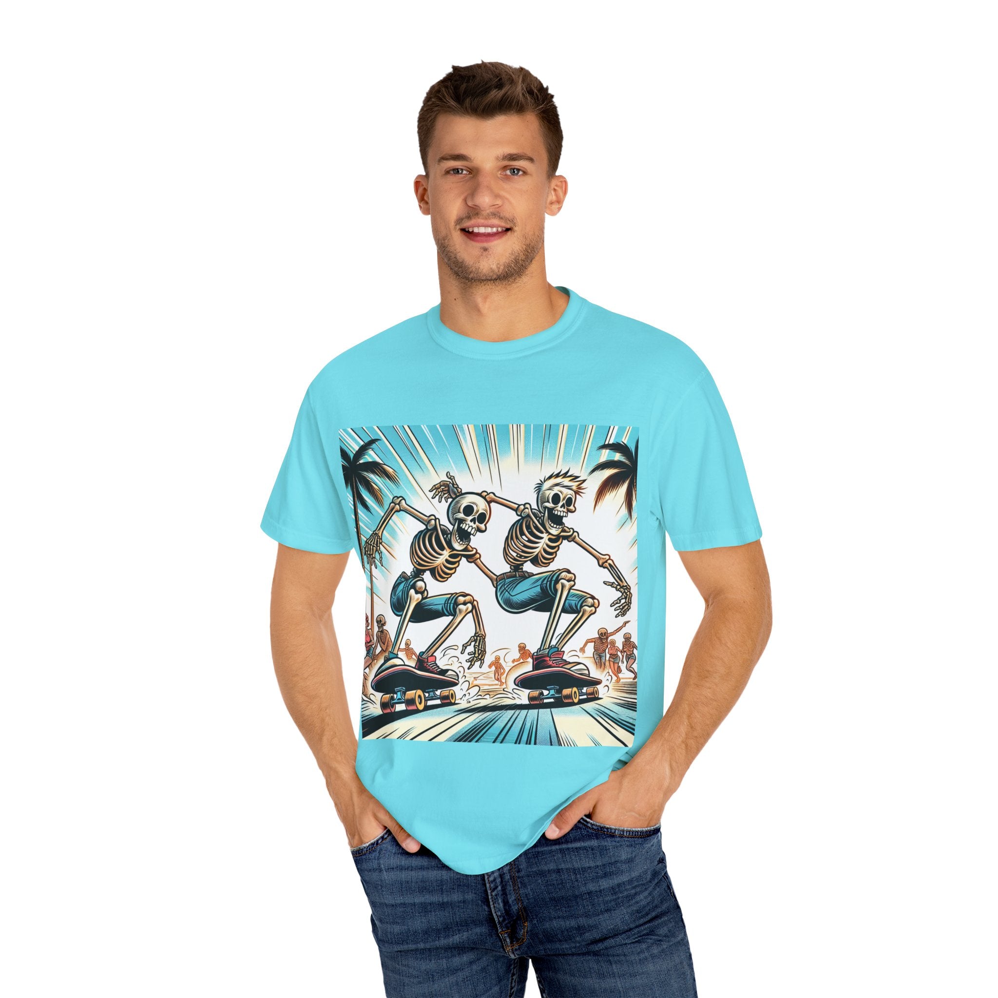 Skateboarding Skeletons T-shirt | Cool Graphic Tee for Summer, Vintage Vibe, Unisex Fashion, Beach Wear, Gift for Him/Her