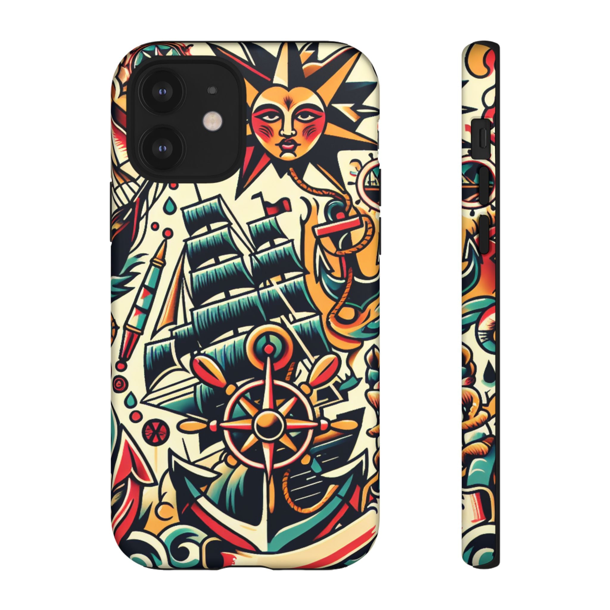 Tattoo-Inspired Phone Case - Nautical Adventure Design, Unique Gift, Sailor Style, Sea Lover Accessory, Artistic Protection