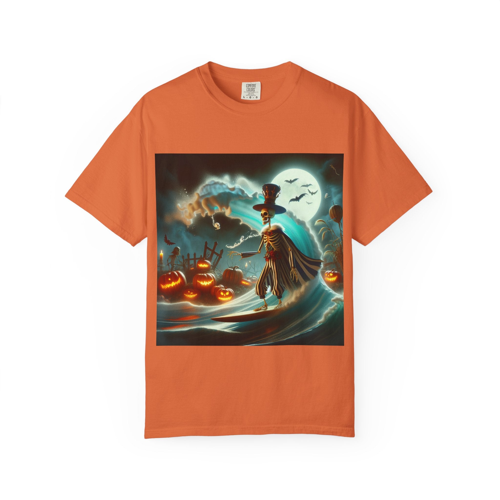 Halloween Themed Unisex Garment-Dyed T-shirt, Spooky Shirt, Pumpkin Tee, Fall Fashion, Ghostly Vibes, Gift for Halloween Lovers