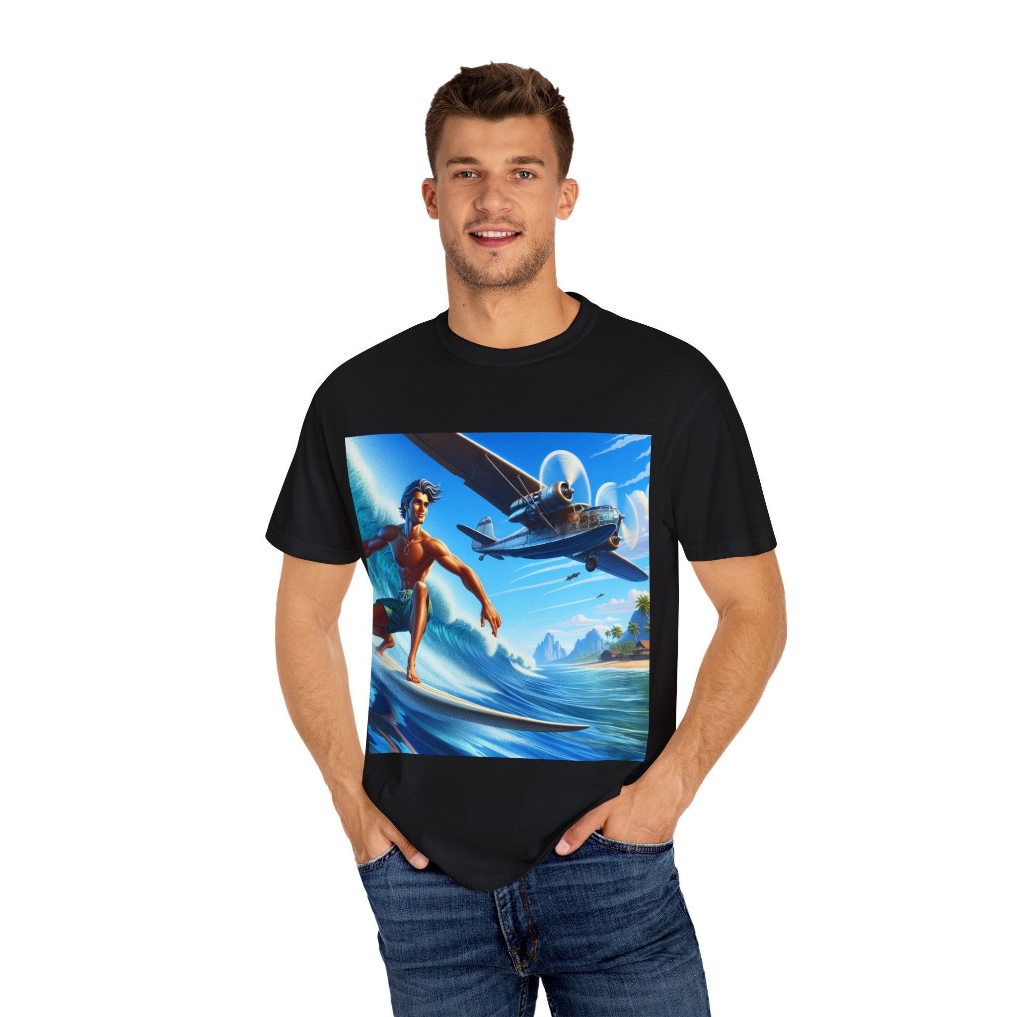Surf Adventure Unisex T-Shirt, Perfect for Beach Lovers, Vacation Tees, Summer Apparel, Gift for Surfers and Travelers