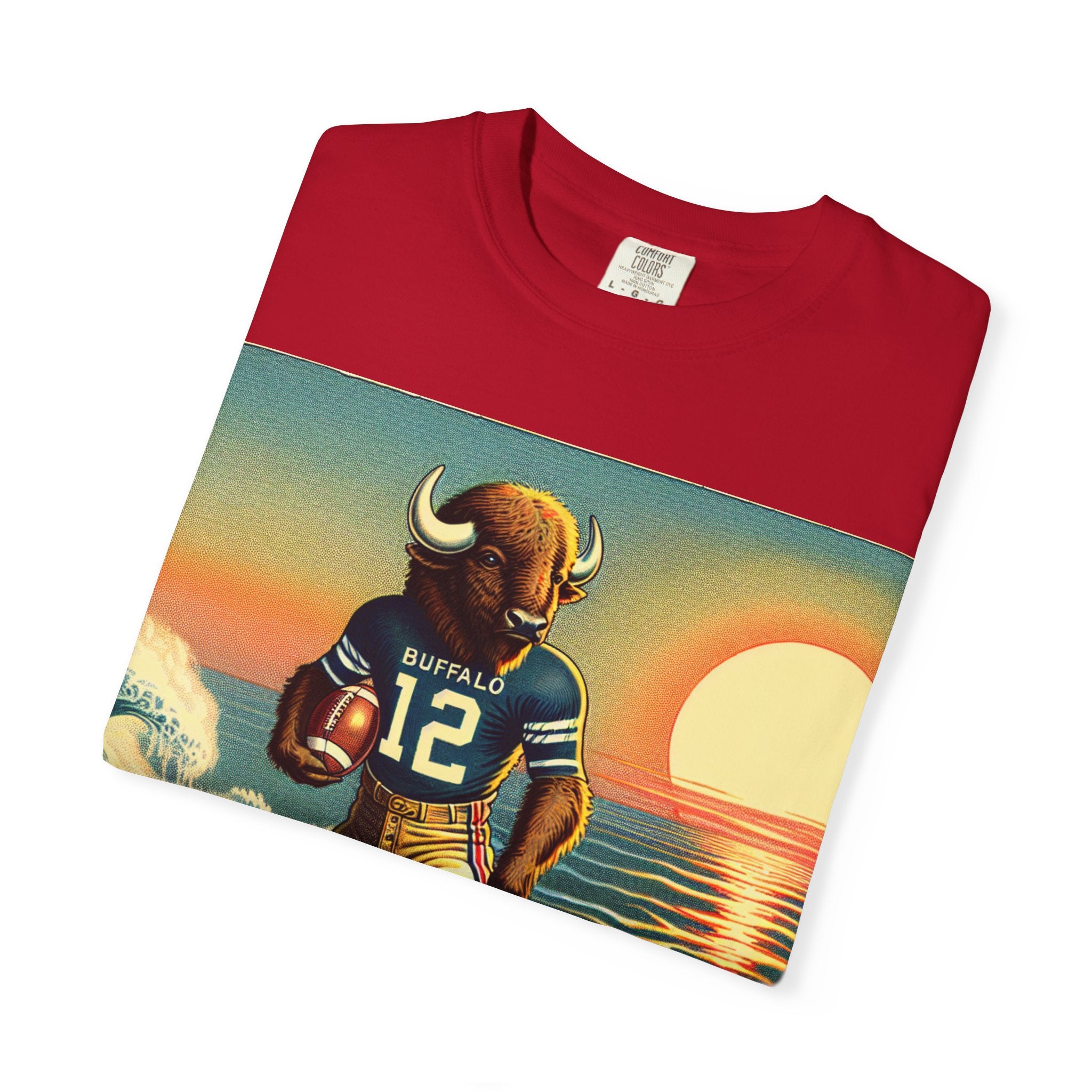 Surfing Buffalo Graphic Tee, Vintage Hipster Shirt, Casual Summer Apparel, Gift for Sports Fans, Unisex T-Shirt