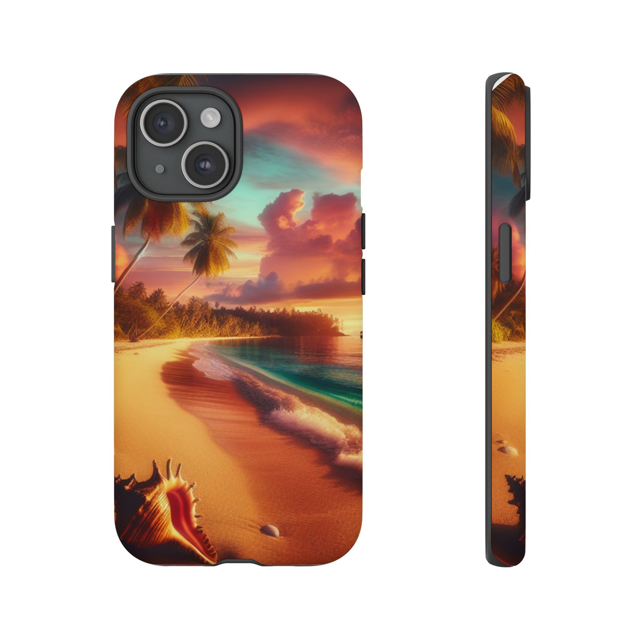 Tough Cases Beach Sunset Phone Case, Tropical Vibe, Gift for Vacation Lovers, Summer Accessory, Shell Design Decor