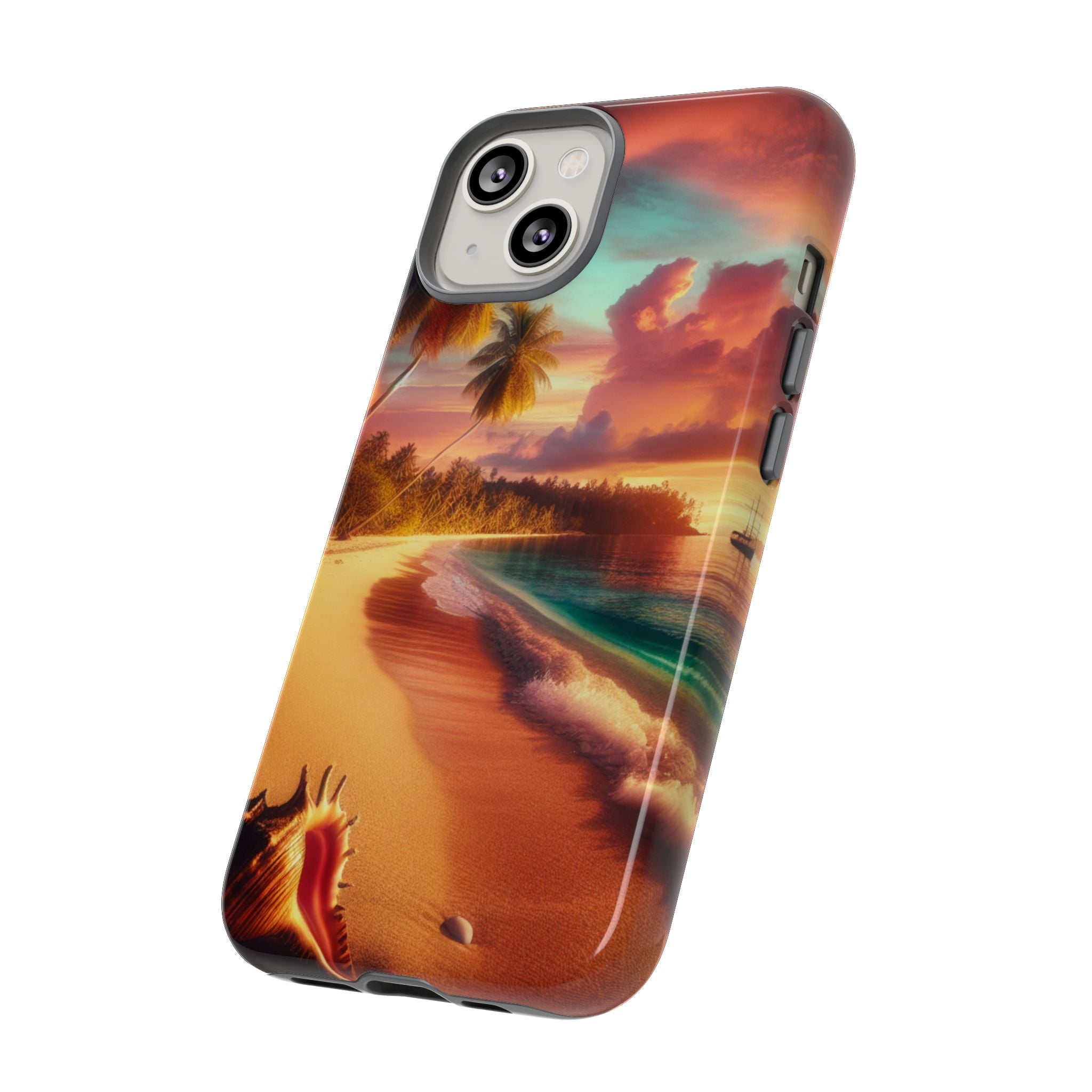 Tough Cases Beach Sunset Phone Case, Tropical Vibe, Gift for Vacation Lovers, Summer Accessory, Shell Design Decor