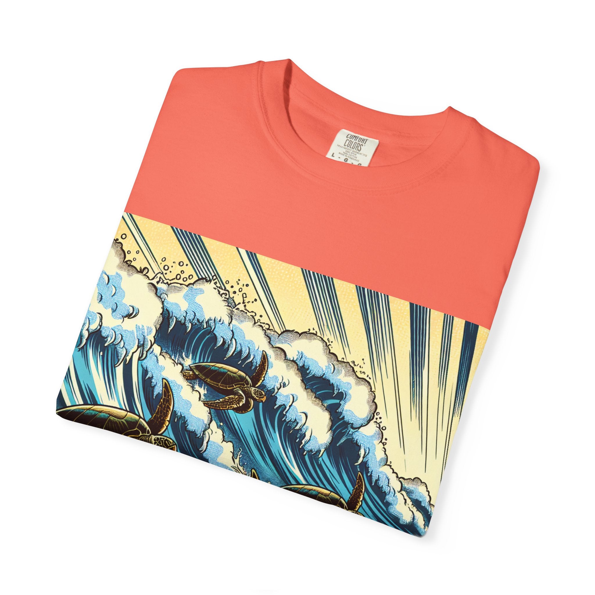 Ocean Wave T-Shirt with Sea Turtles, Eco-Friendly Apparel, Beach Lover Gift, Unisex Casual Wear, Summer Vibes Shirt, Gift for Ocean Lovers