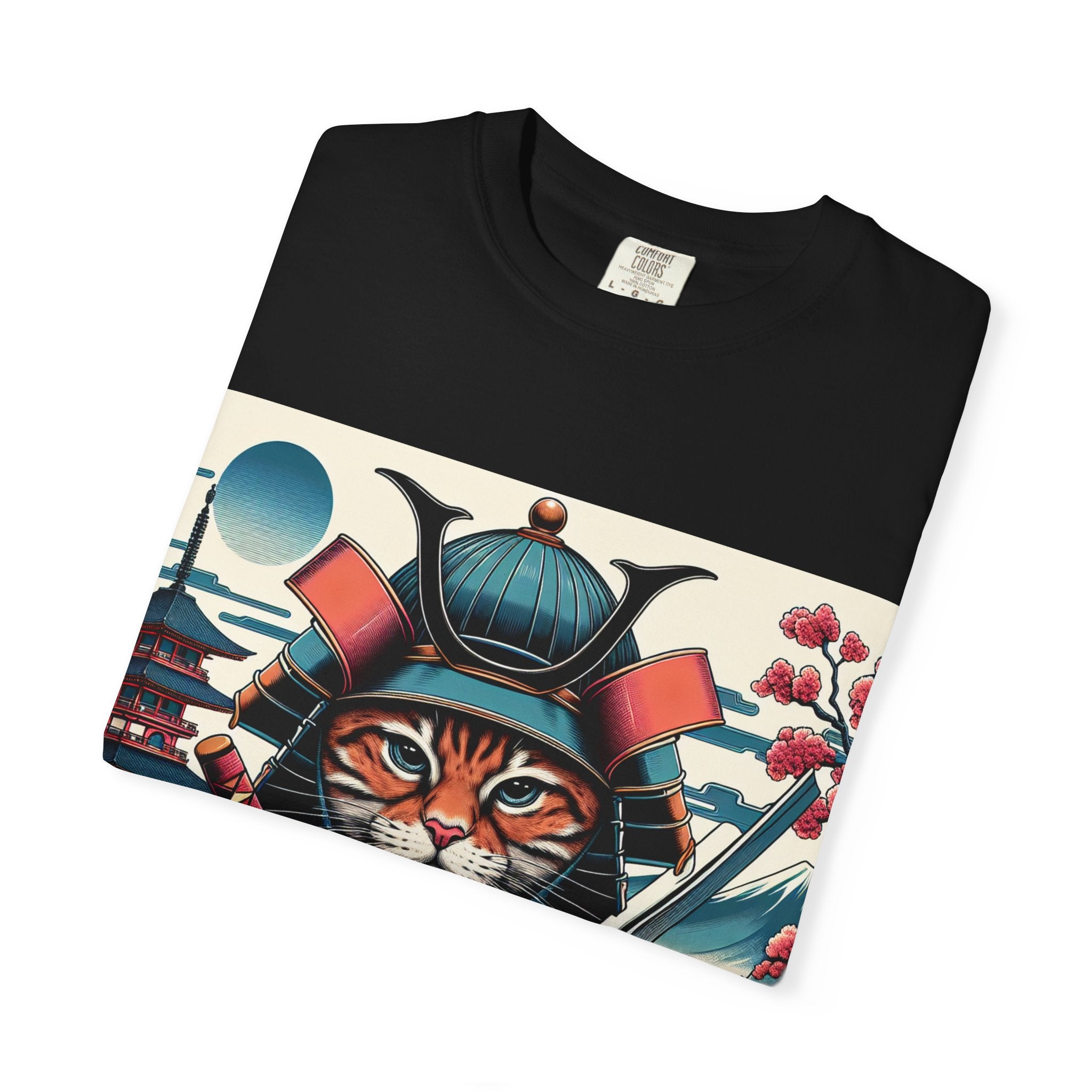 Samurai Tiger T-Shirt, Unisex Graphic Tee with Fierce Cat Design, Perfect Gift for Cat Lovers, Cool Anime Style, Unique Casual Wear