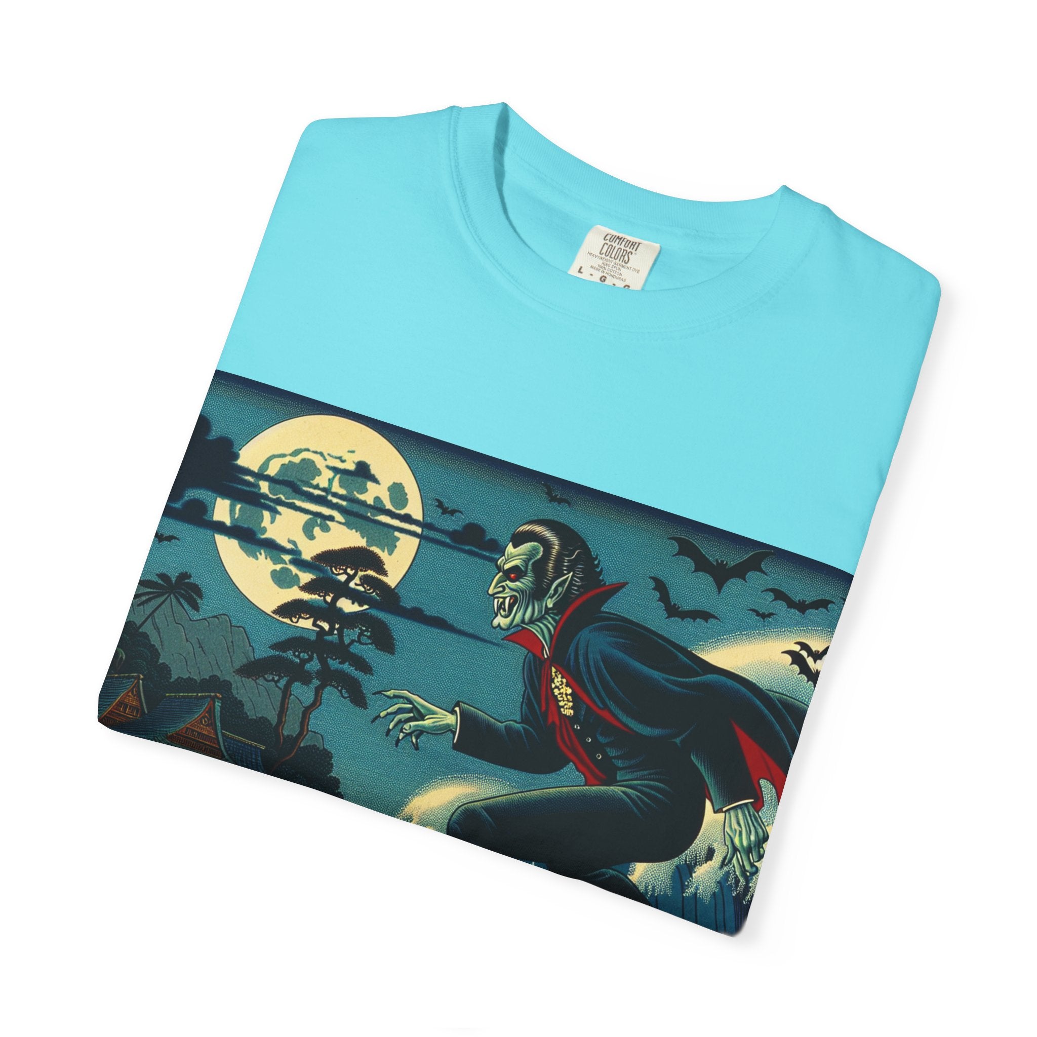 Surfing Vampire T-Shirt, Halloween Shirt, Unisex Graphic Tee, Casual Wear for Surf Lovers, Spooky Summer Fashion