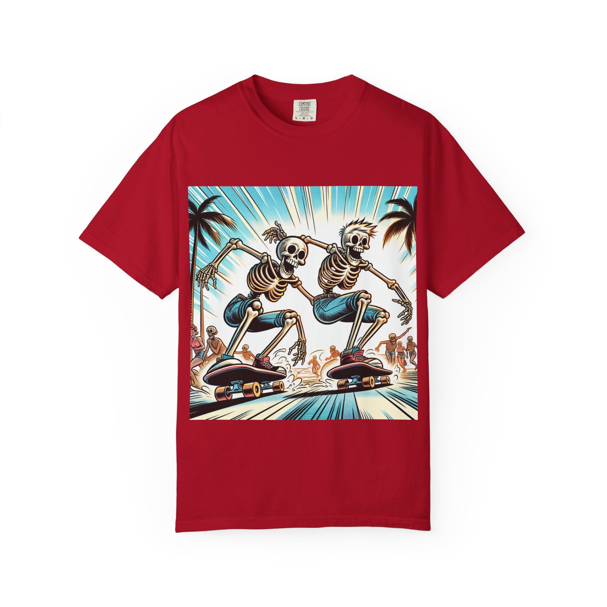 Skateboarding Skeletons T-shirt | Cool Graphic Tee for Summer, Vintage Vibe, Unisex Fashion, Beach Wear, Gift for Him/Her