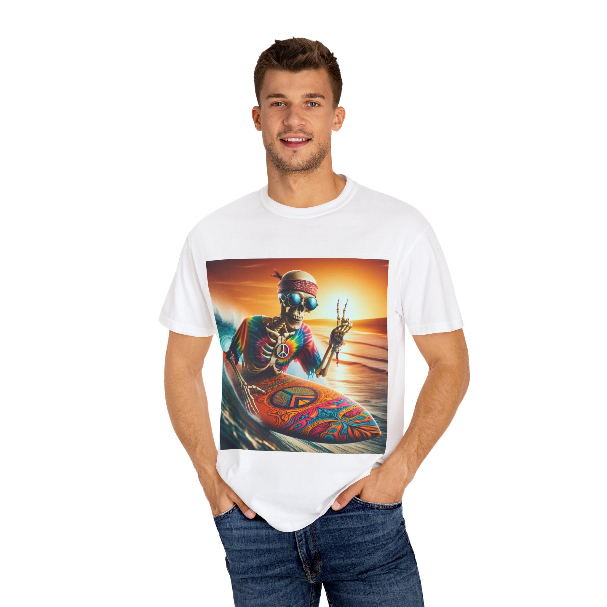 Vintage Surfing Skeleton T-Shirt | Perfect for Beach Lovers, Summer Parties, or Halloween