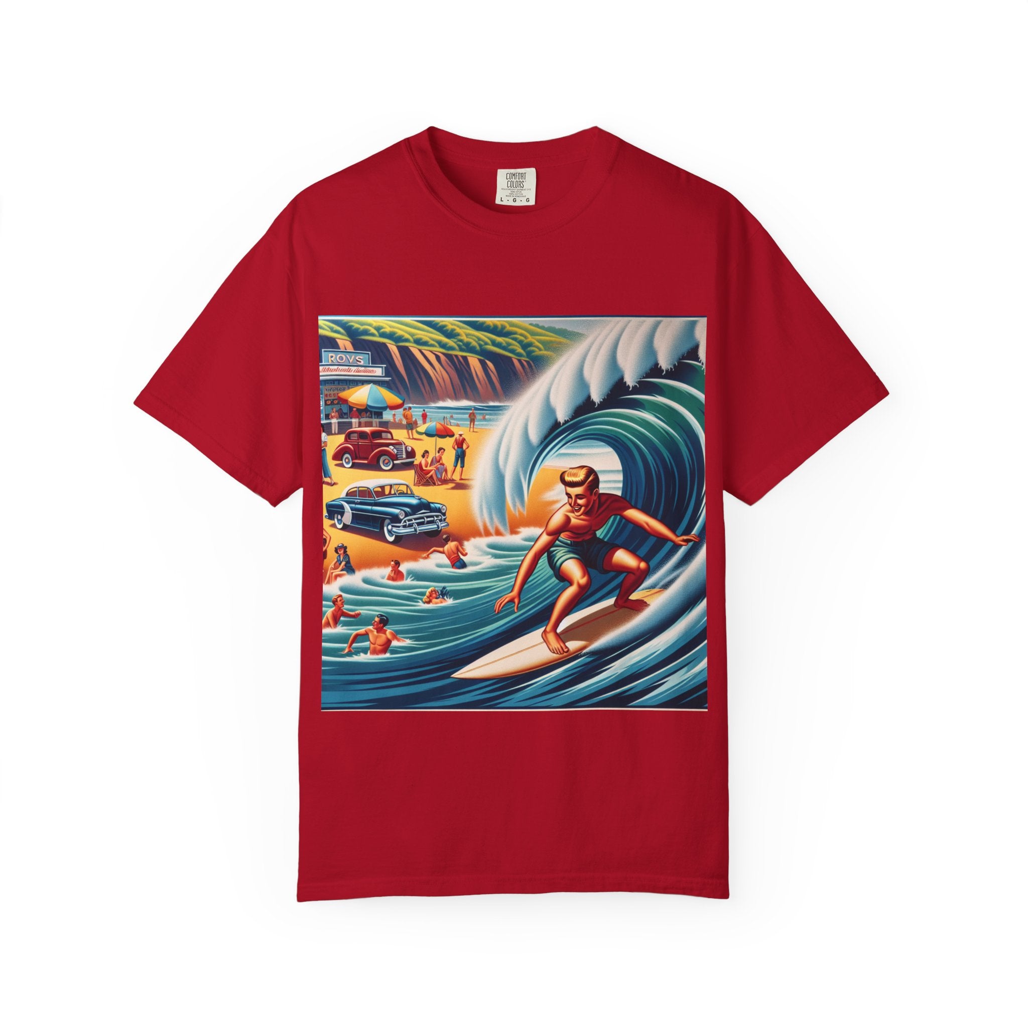 Vintage Surfing T-Shirt, Beach Vibes Tee, Unisex Garment-Dyed Shirt, Summer Apparel, Perfect for Surfers, Surfing Lovers Gift
